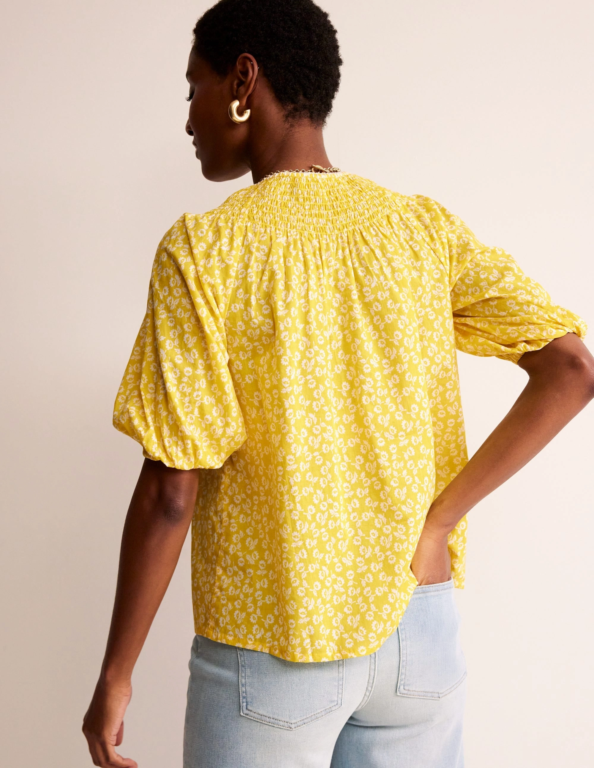 DropShoulder Easy Stitch Detail Top-Passion Fruit, Ditsy Bud