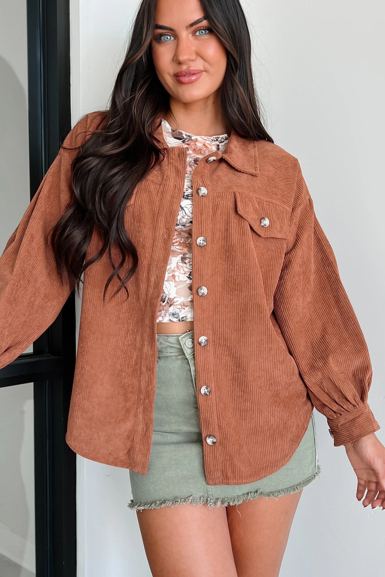 Harlan Corduroy Shacket (Copper) Taped Seam Technology Crisp Layer