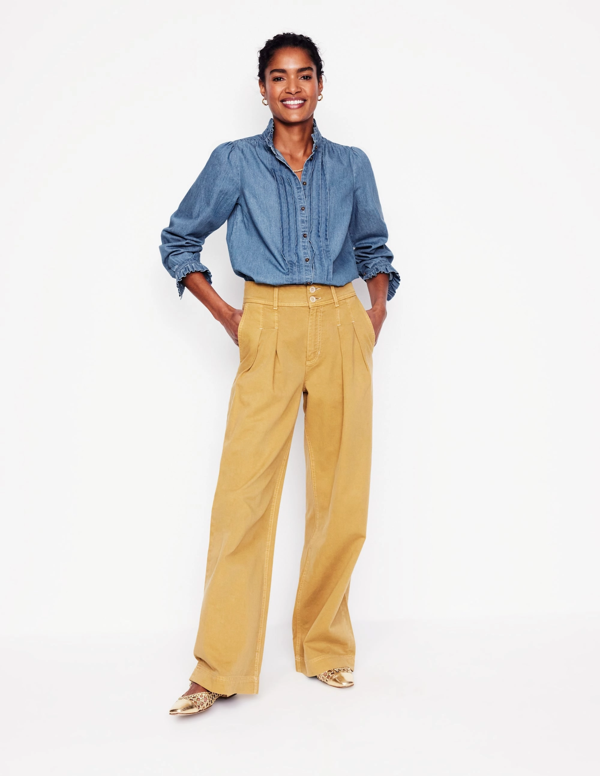 Felicity Denim Blouse-Light Authentic BreathableMoistureBarrier MultiPanelBreathability