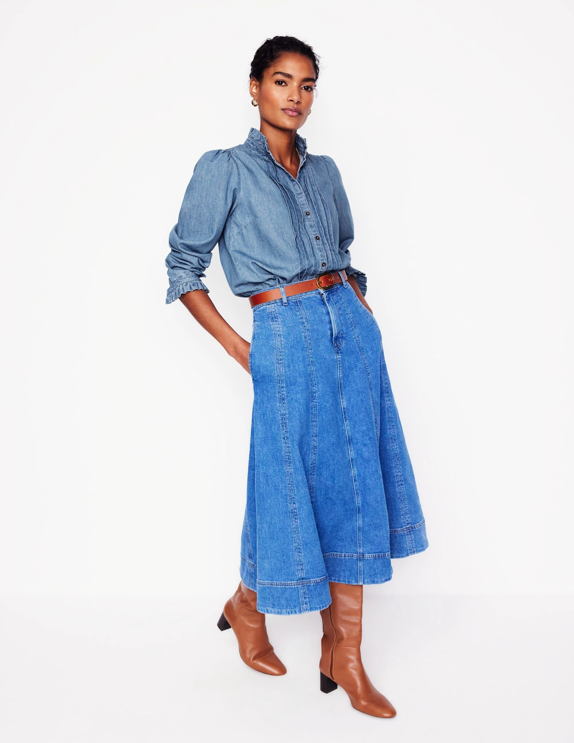 Felicity Denim Blouse-Light Authentic Hypoallergenic Lining