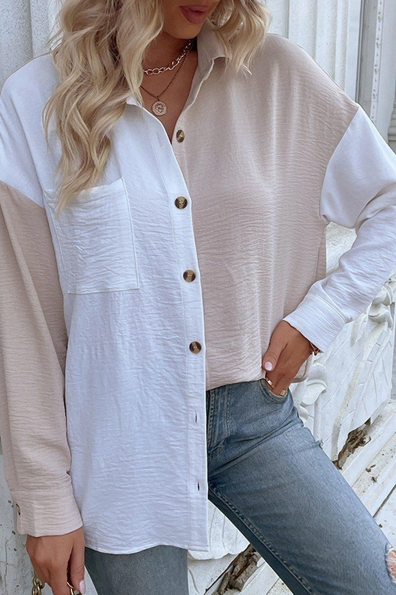 Relaxed Tee LIGHTWEIGHT BUTTON DOWN TWO TONE COLOR SHIRTS