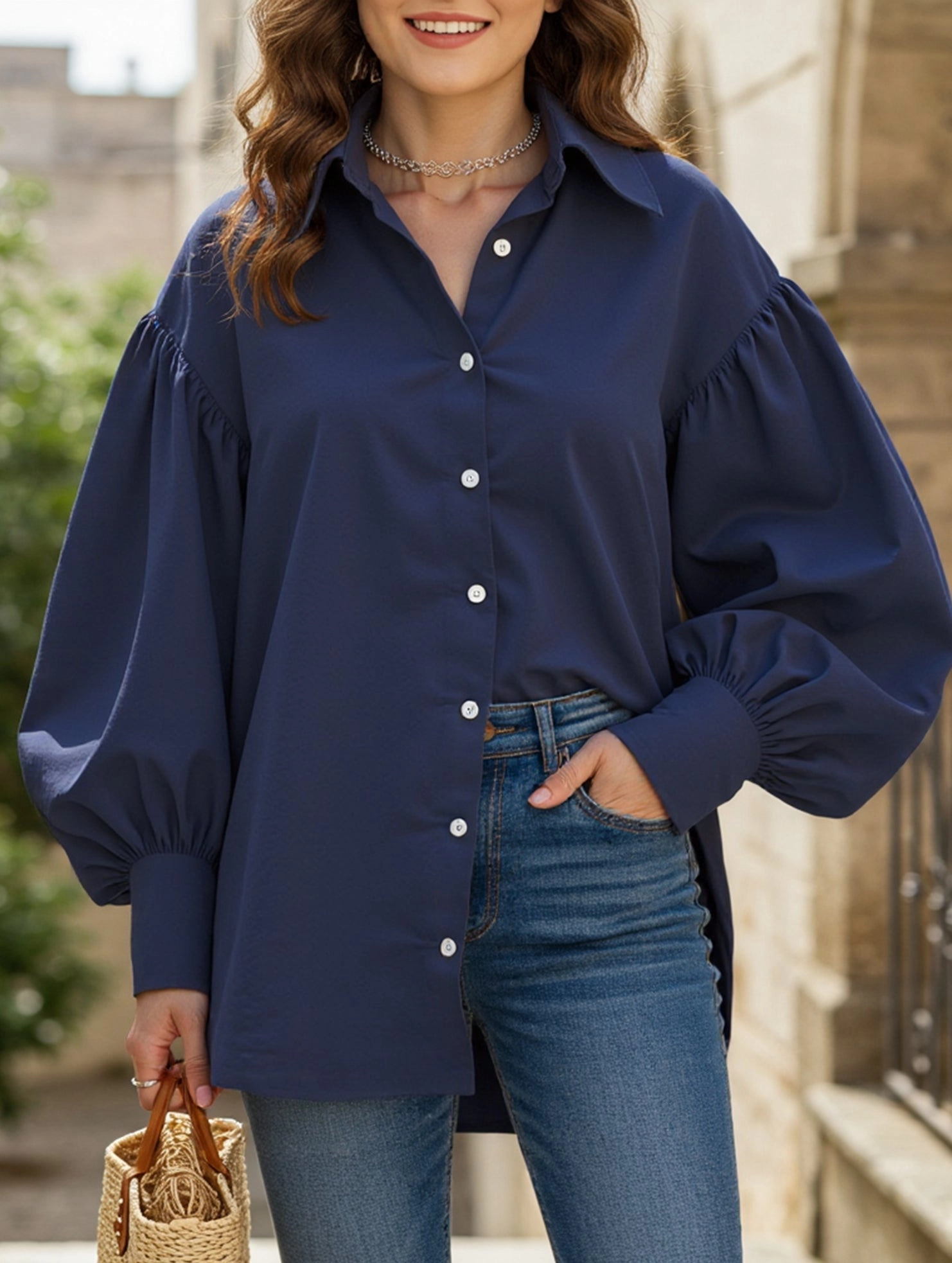 Retro solid color lapel casual shirt BreathableBackVents Sporty T-shirt