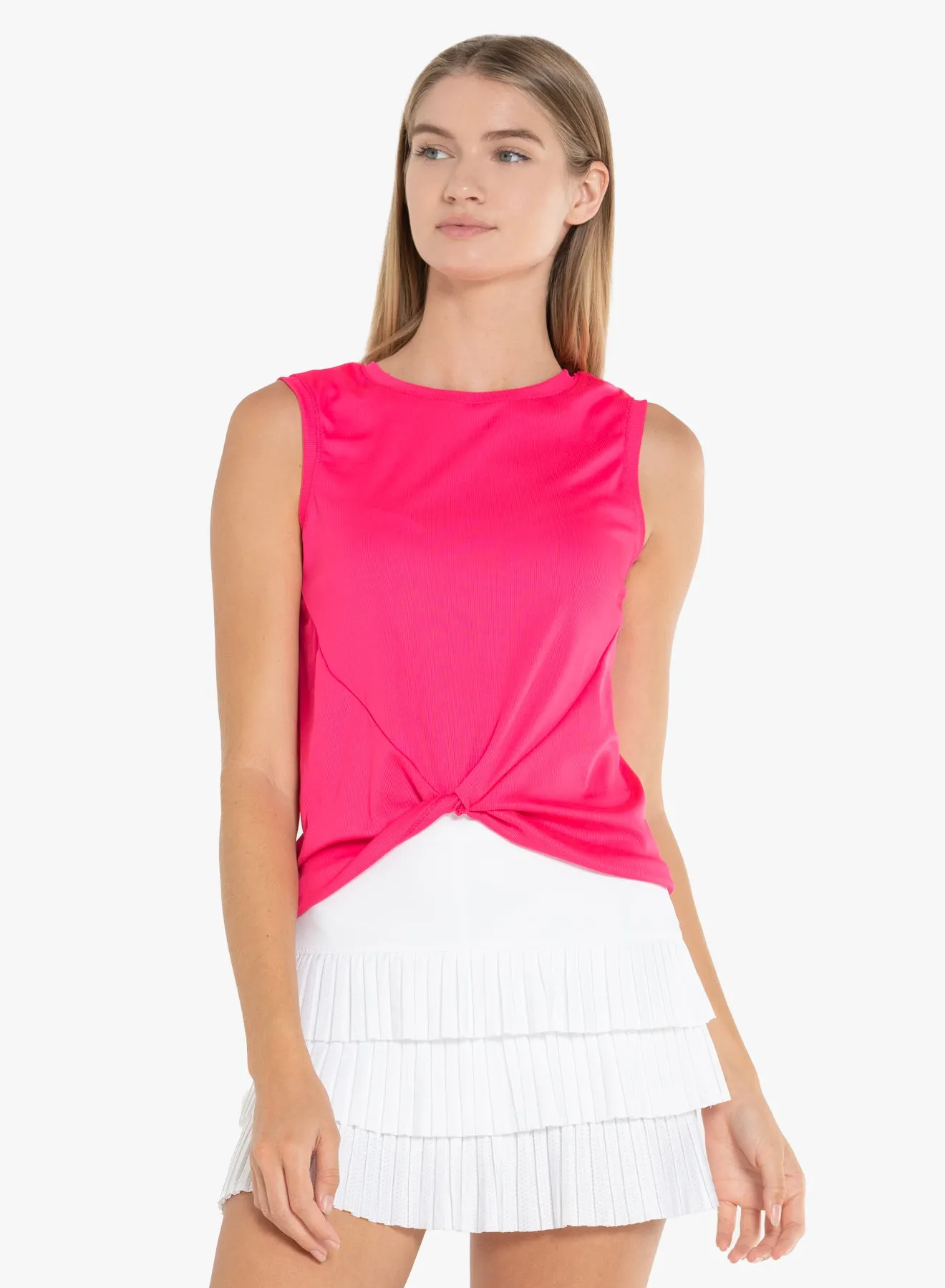 Twist Front Tank Two Tone Texture Effect