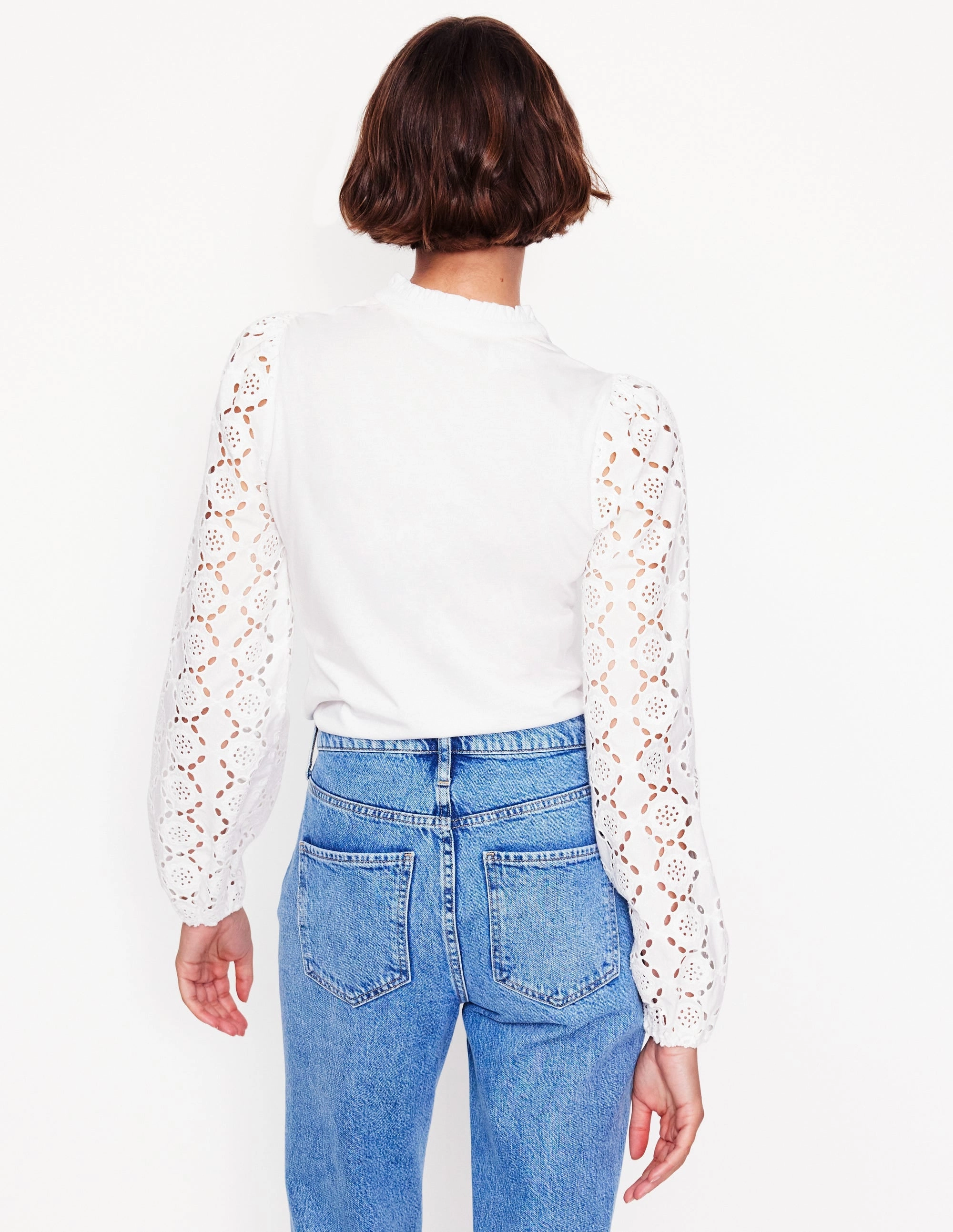 Eden Broderie Blouse-White LowProfileZipperSystem Comfortable Fabric