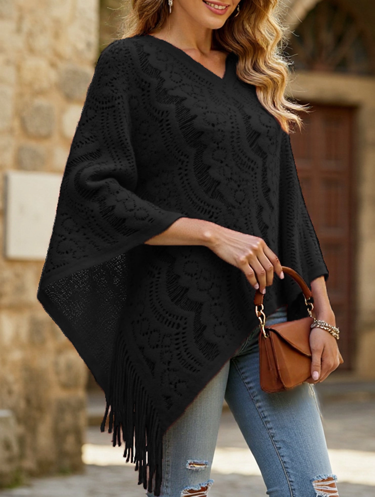 Compact Stitching Flexible Design Flower solid color tassel embroidery shawl