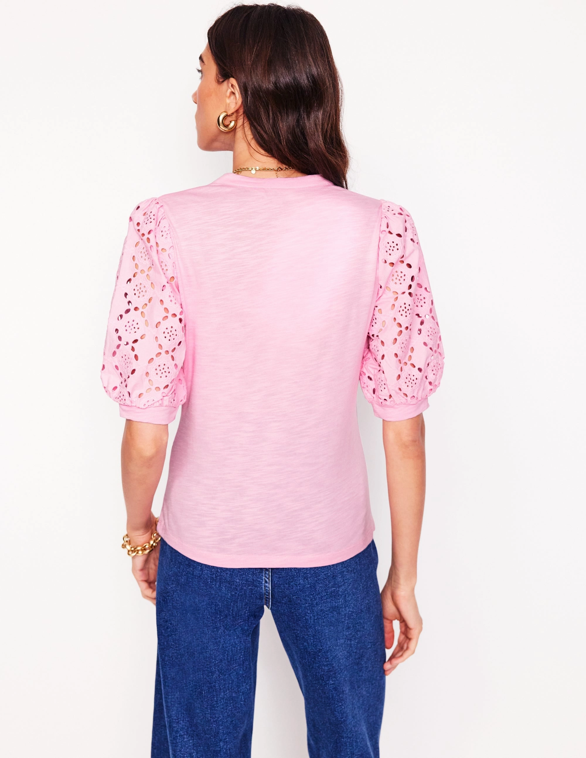 MultiDirectionalStretch Eden Puff Sleeve Henley Top-Soft Pink