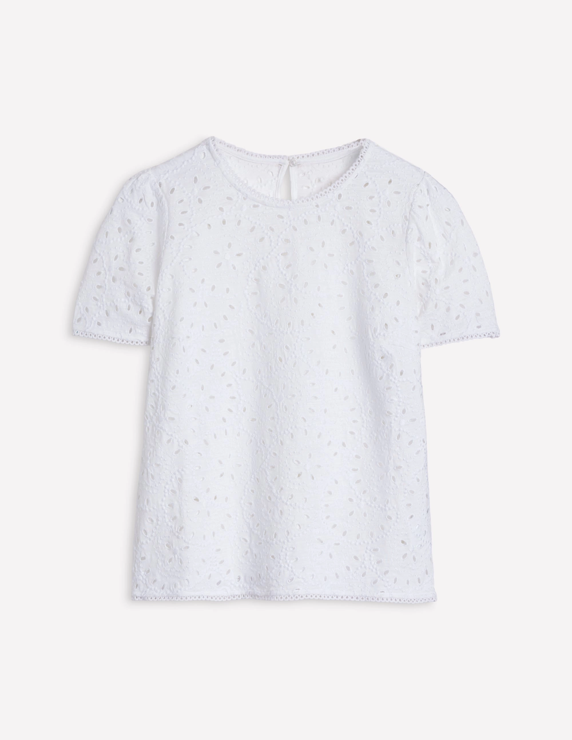 Edi Embroidered Top-White Stretch Woven Material