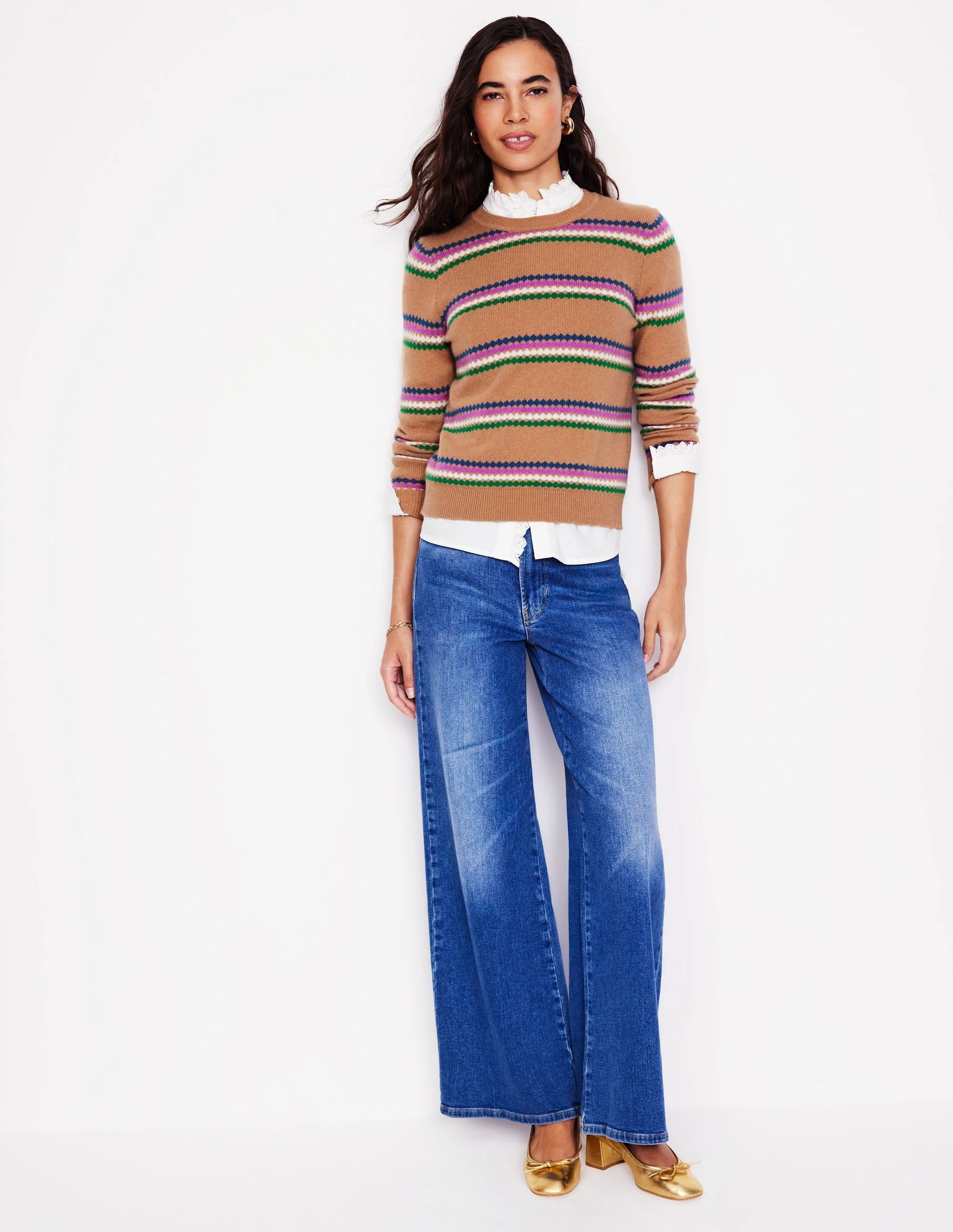 Edie Fair Isle Jumper-Camel Diamond Go-To Look