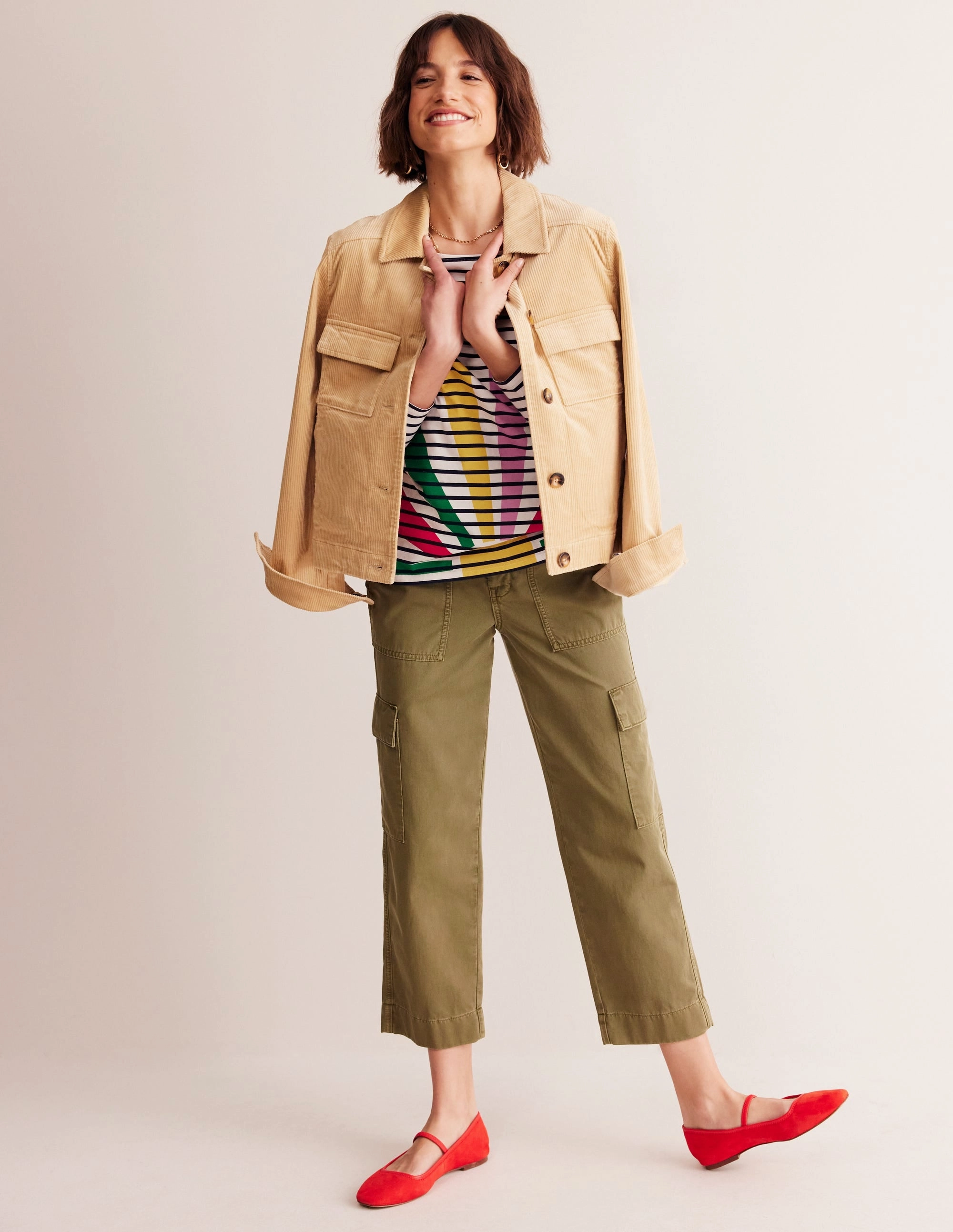 Ella Long Sleeve Breton-Multi, Sunshine Pop Stretch Blouse Zero Waste Cut Pattern