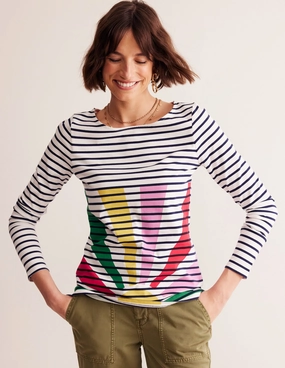 Ella Long Sleeve Breton-Multi, Sunshine Pop Multi Panel Construction