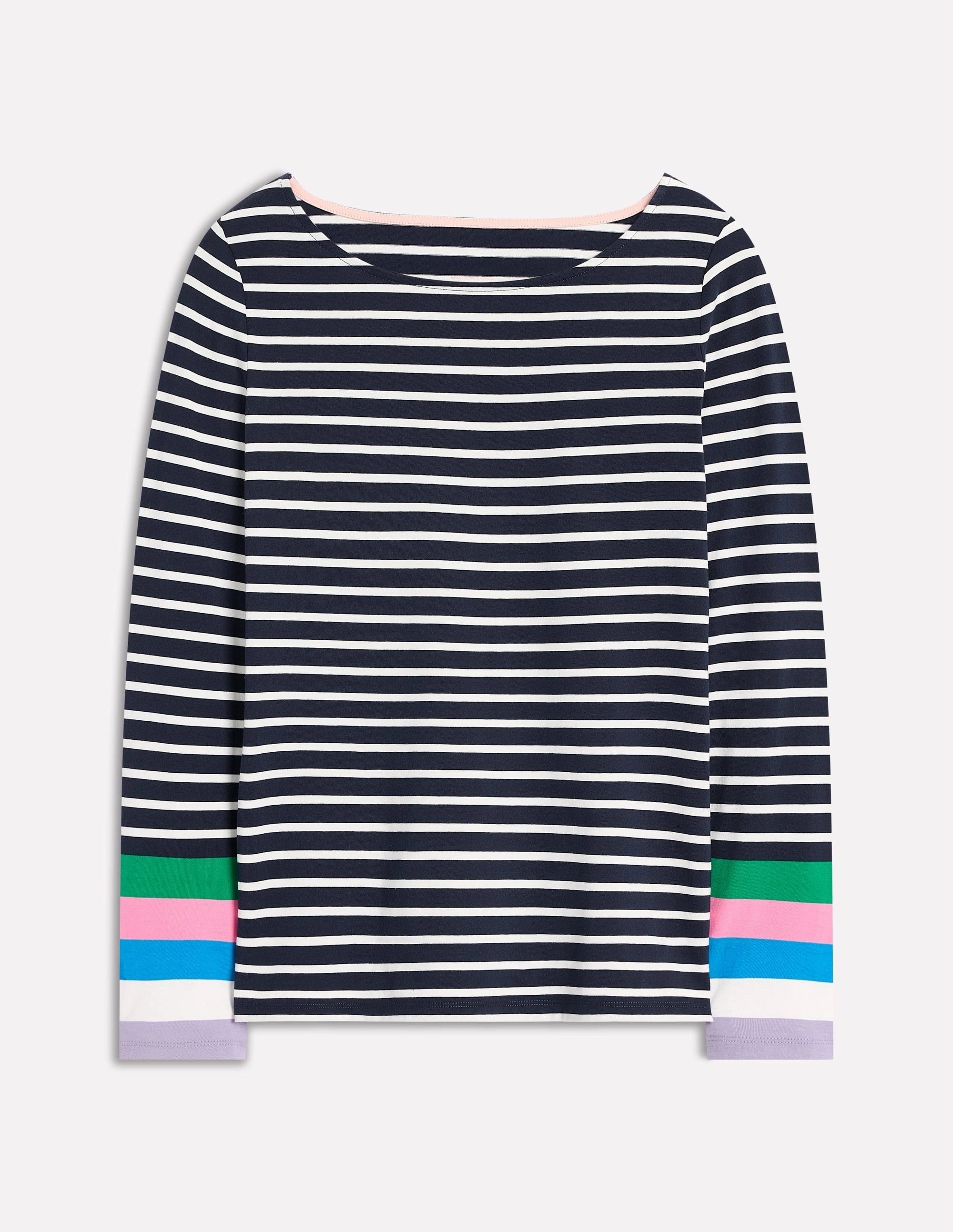 Ella Long Sleeve Breton-Navy Multi Cuff Double Layered Fabric Versatile Layering Piece