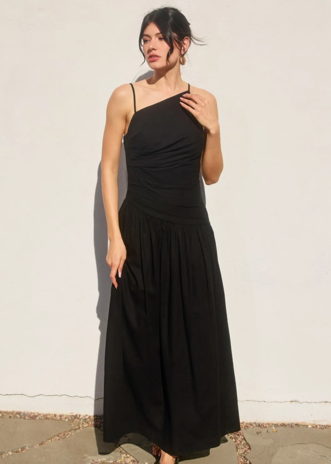 Wrap style Abrasion-resistant ELLE DROP WAIST RUCHED MAXI DRESS