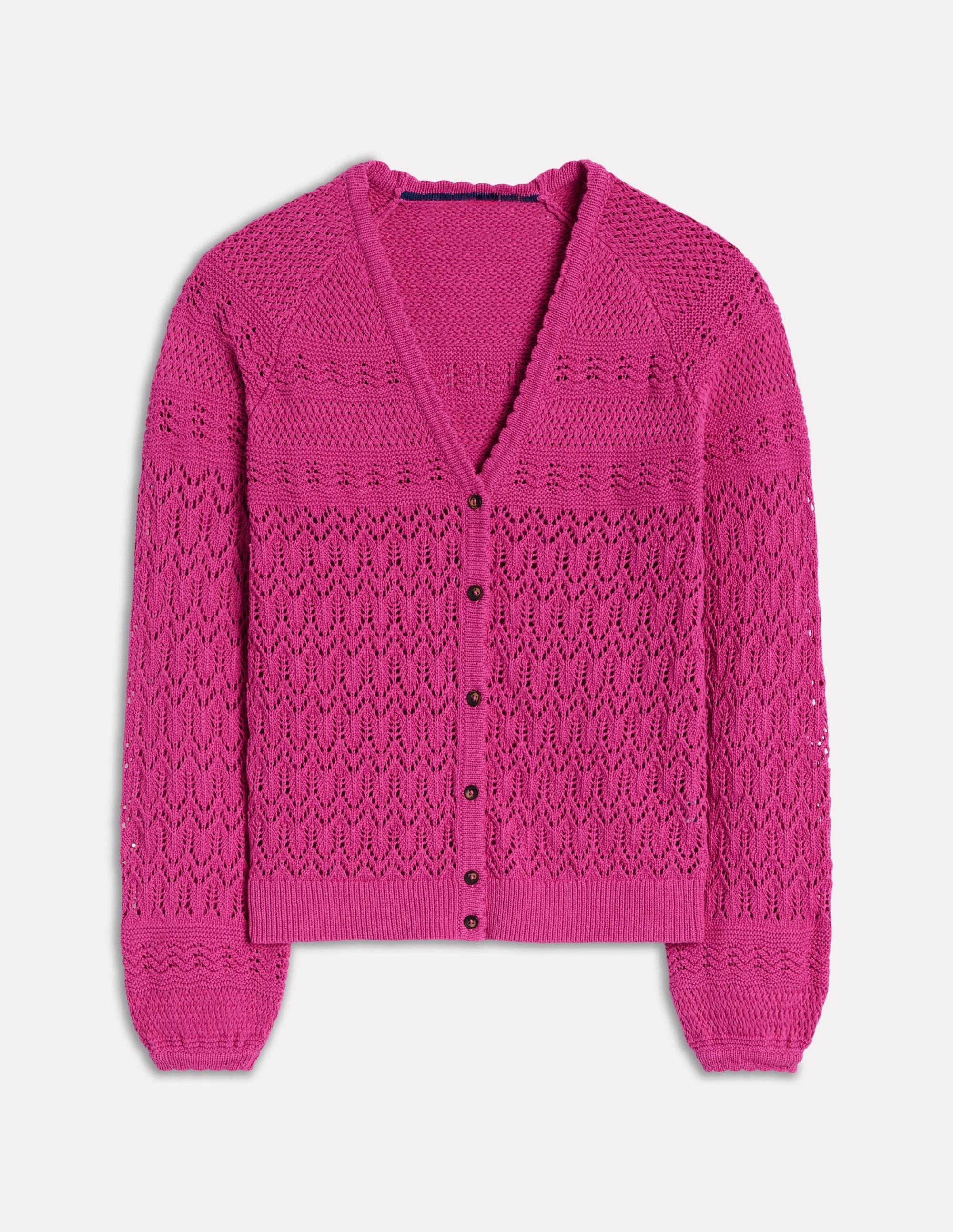 Relaxed Crew Neck City Outfit Elodie Stitch V-Neck Cardigan-Purple Damson