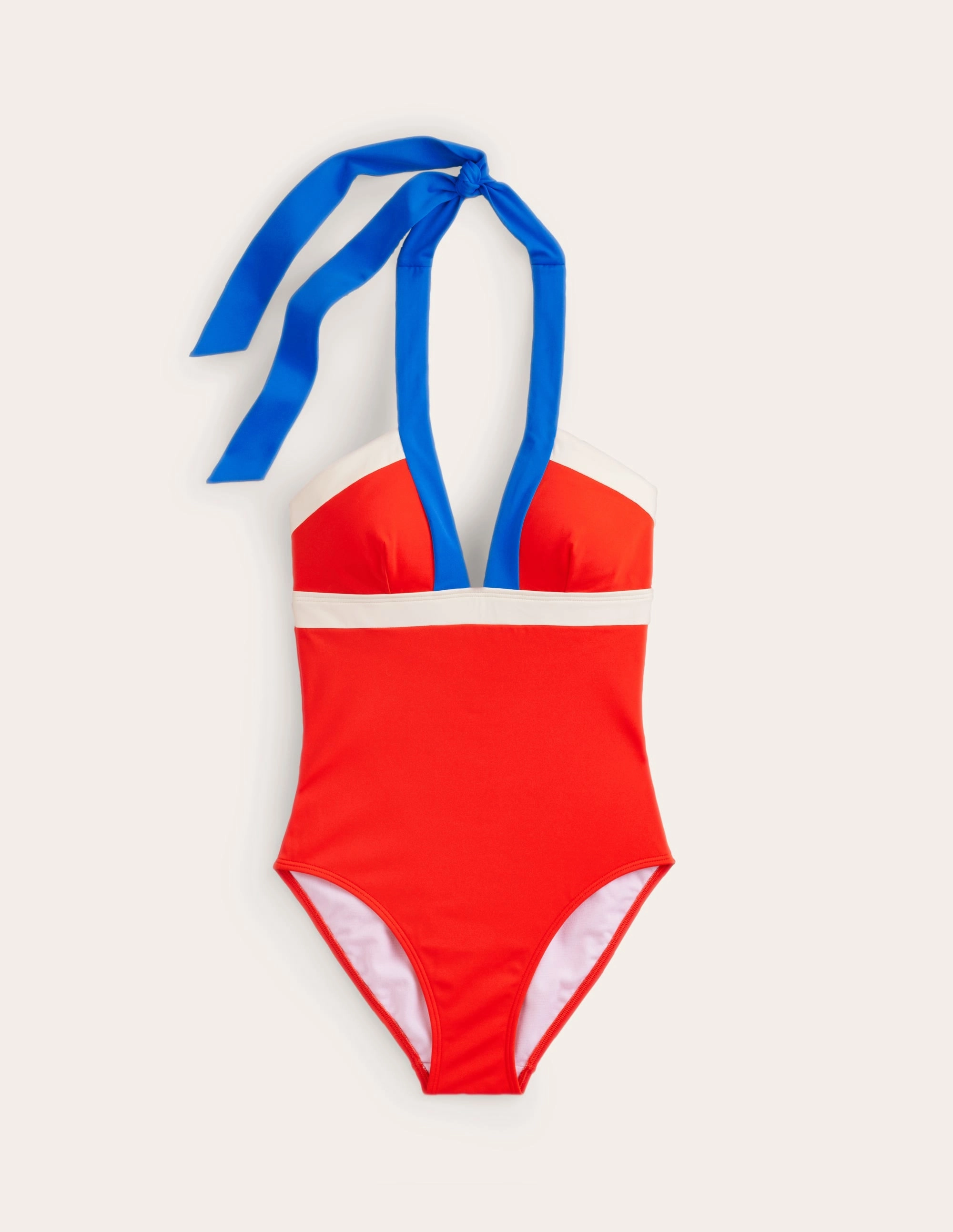 Flattering Cut Anti Fade Color Technology Ithaca Halter Swimsuit-Orange Colourblock