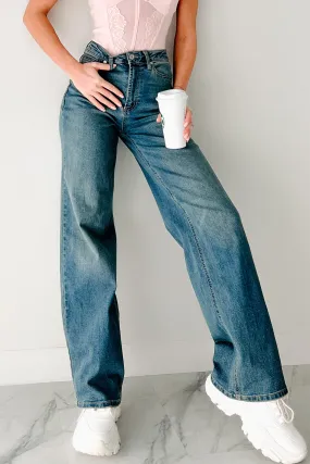 Relaxed Style Neutral Family Style Casual Work Meeting Emelia High Rise Wide Leg Almost Famous Jeans (Medium Tint)