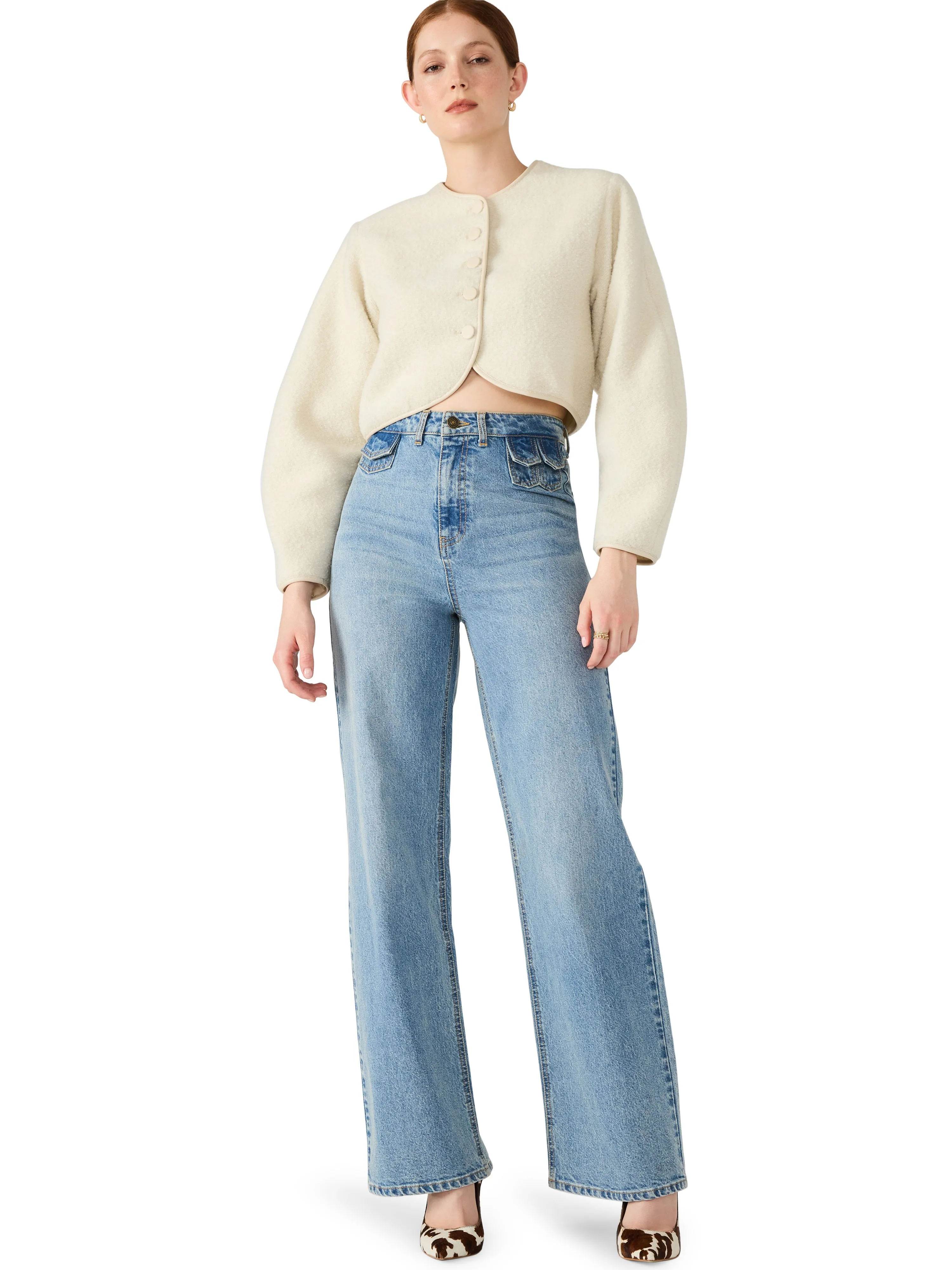 Comfortable Layer Four Way Stretch Material Emili Jacket in Cream