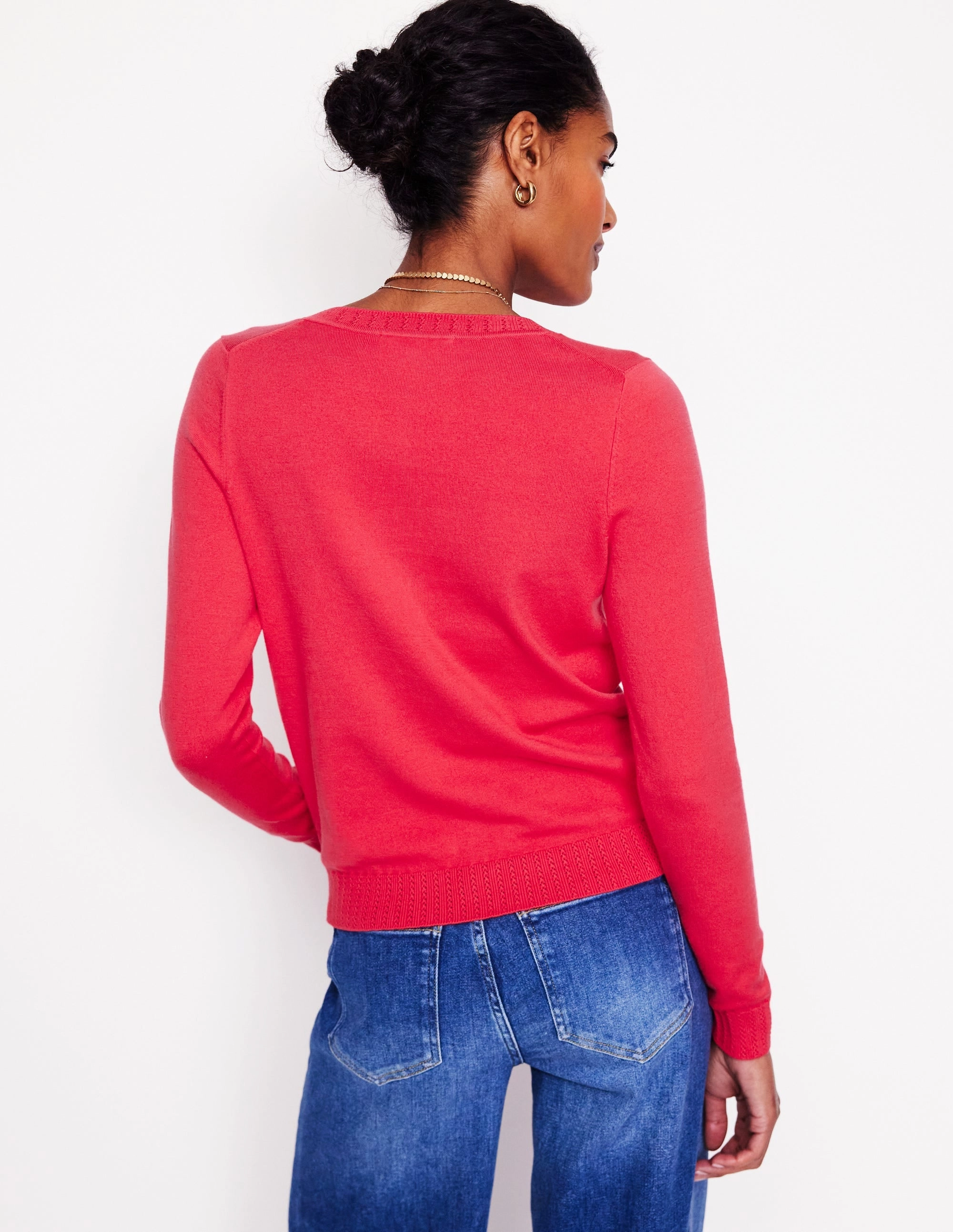 Fall Favorites Emilia Cotton Crew Cardigan-Camelia Pink