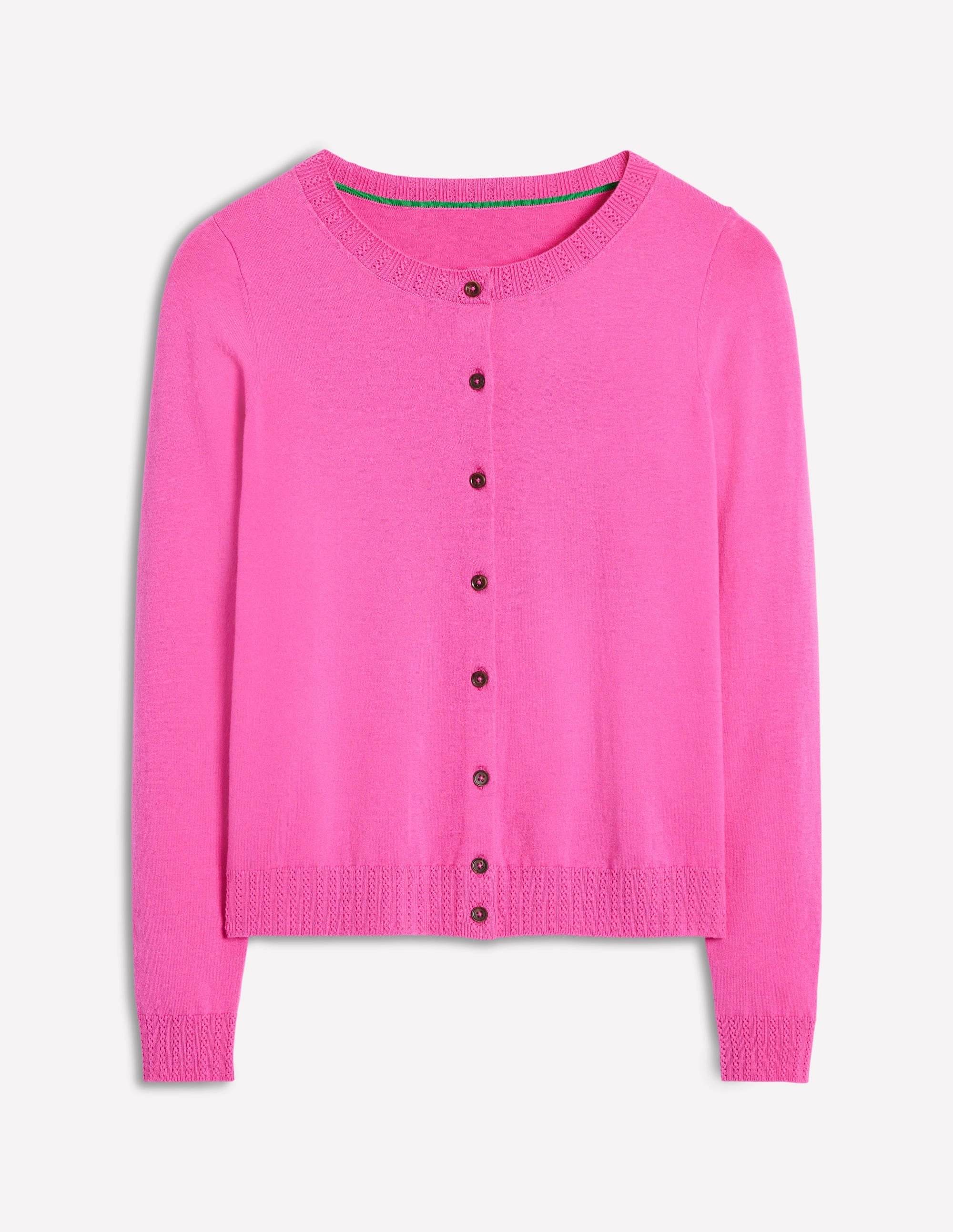 Gentle Wash Process Lightweight insulation Emilia Cotton Crew Cardigan-Tickled Pink