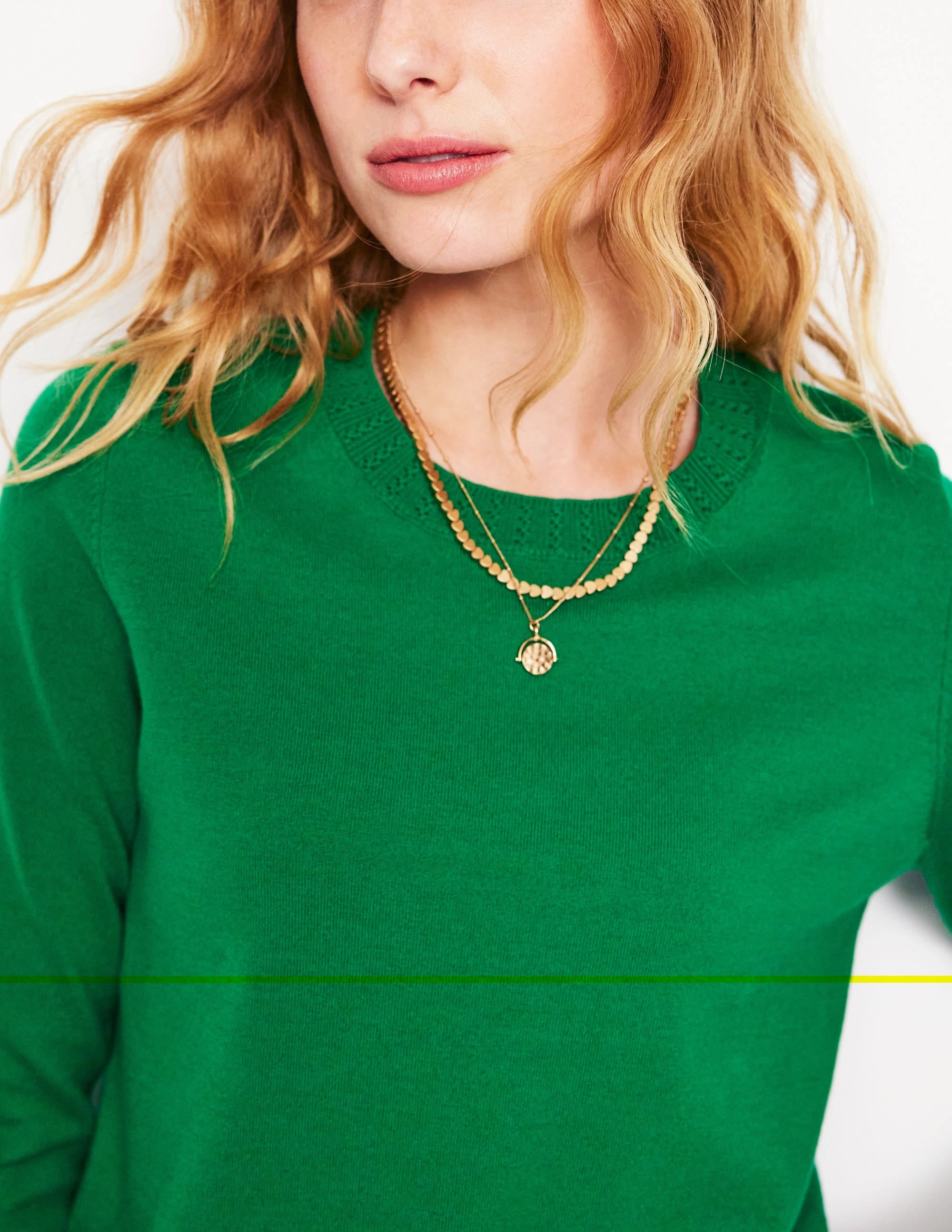 Fashion Fit Fast Drying Material Emilia Cotton Crew Jumper-Rich Emerald