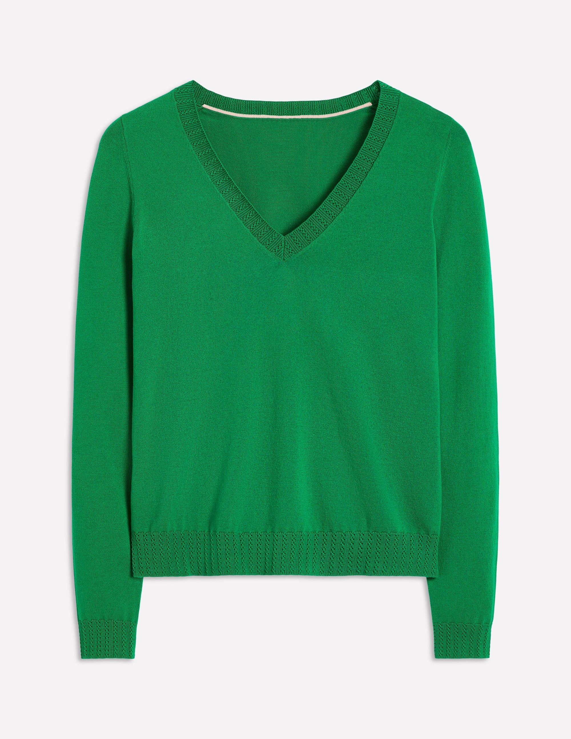 Classic Layer Emilia Cotton V-Neck Jumper-Rich Emerald