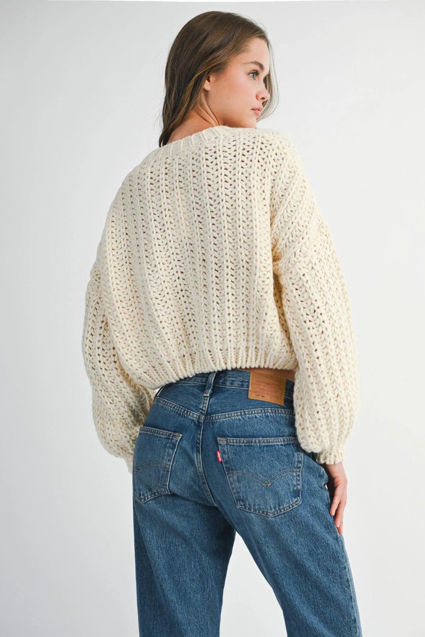 EMMA CHUNKY CROPPED CARDIGAN Tapered Cut AbrasionResistantFabric