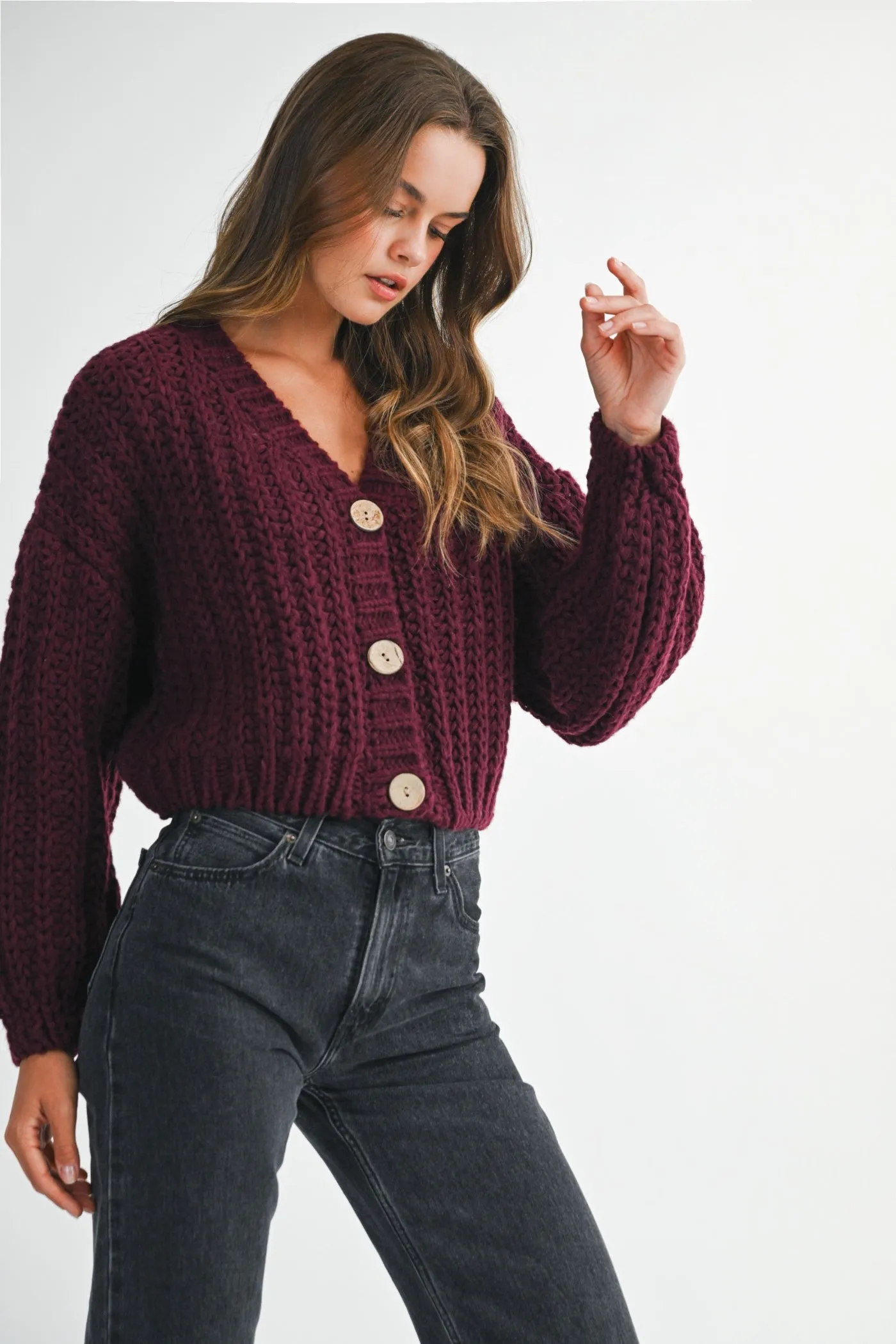 WideNeckOpening MoistureWickingTechnology EMMA CHUNKY CROPPED CARDIGAN