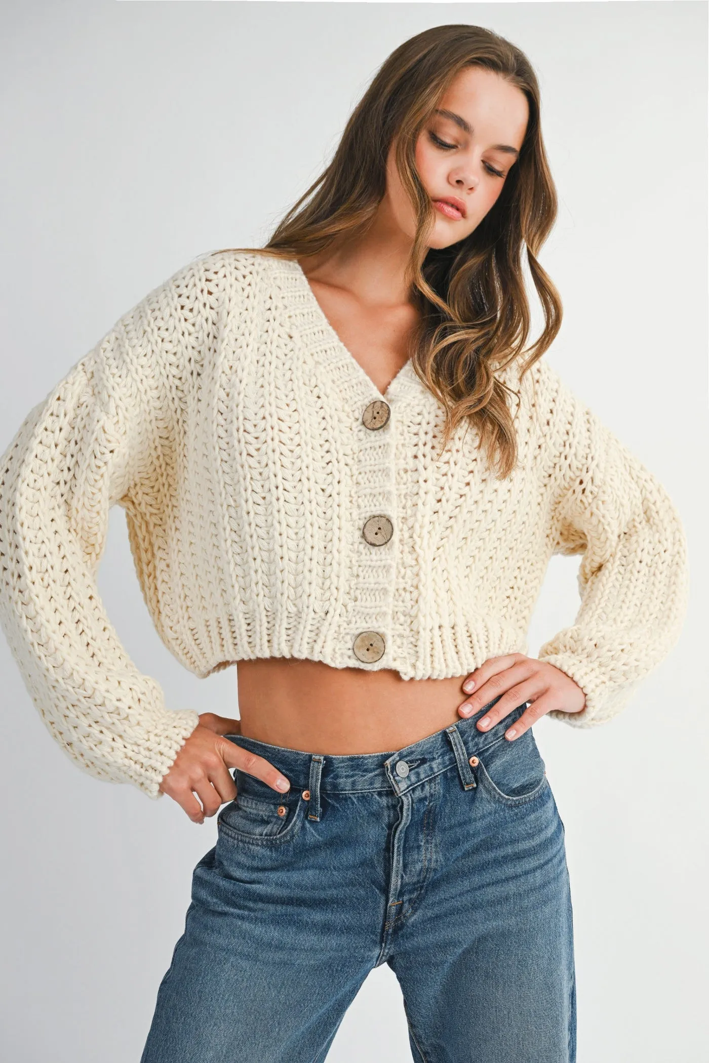 Bold Design Stretch Technology EMMA CHUNKY CROPPED CARDIGAN