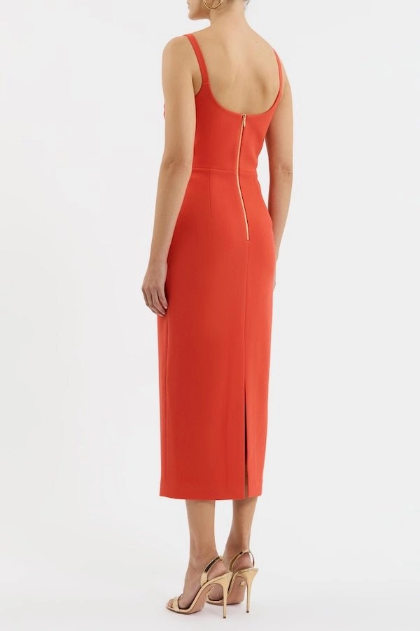 Luxurious Texture Empress Midi Dress Orange