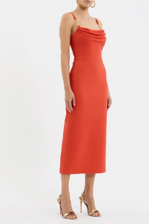 Grab Quick Empress Midi Dress Orange