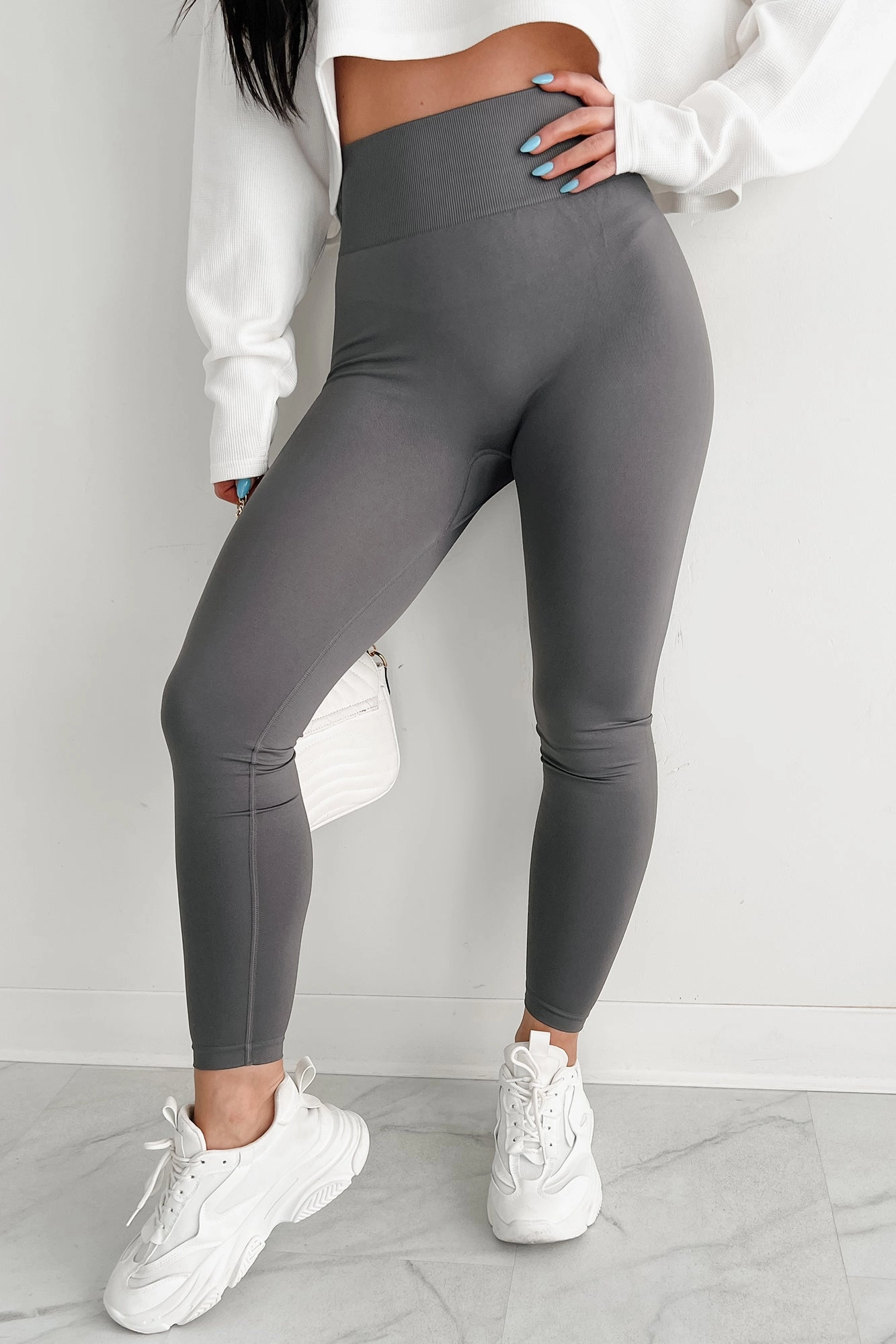 Endless Motion Seamless High Rise Leggings (Cool Grey) Durable Hem ErgonomicStitching