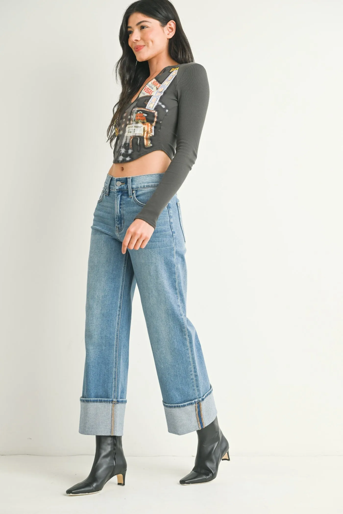 Youth Style Road Trip Outdoor Enthusiast ANA PETITE CUFFED JEANS