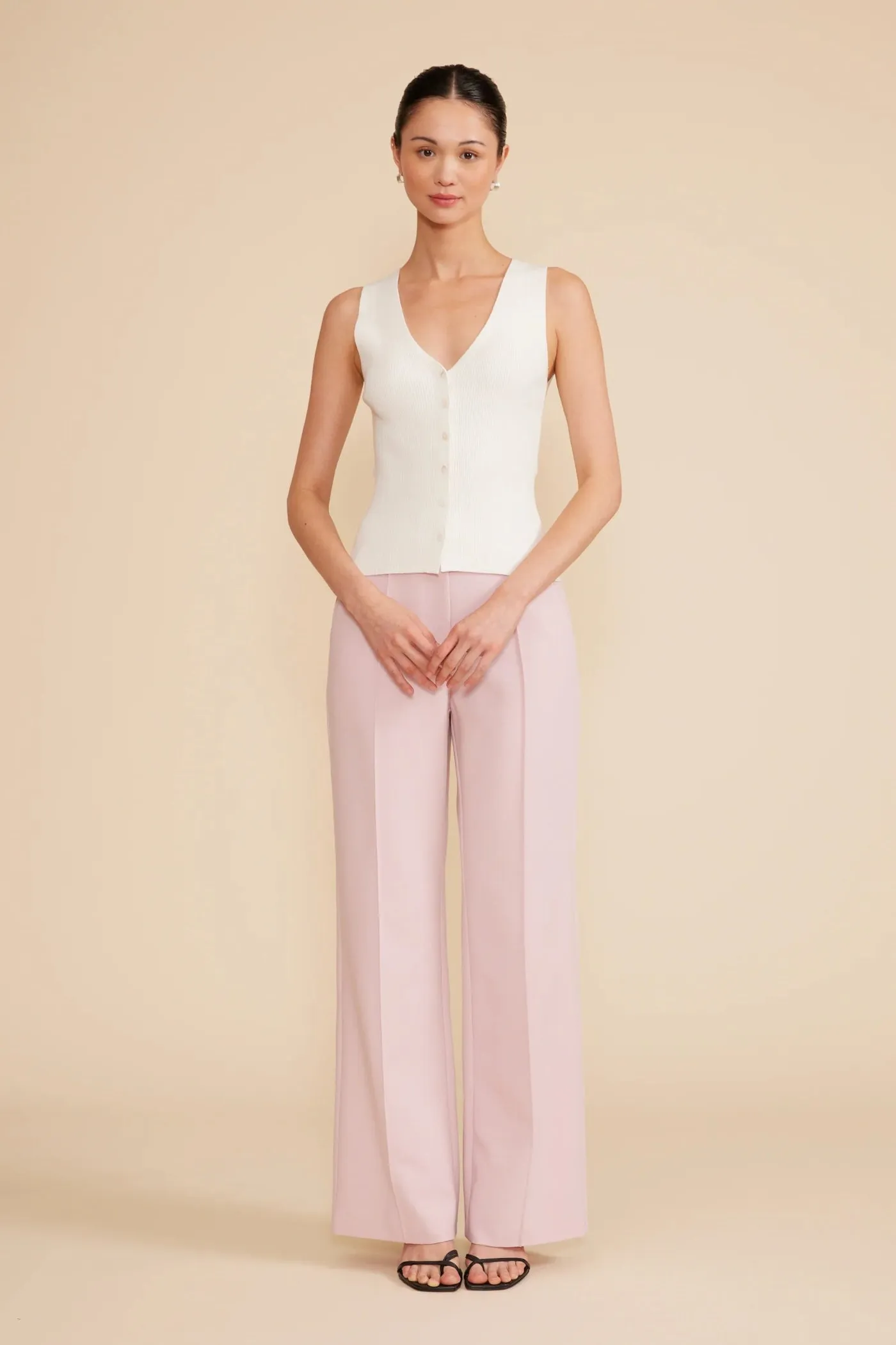 Multi Panel Cut MinimalistStyle ERIS WHITE KNIT VEST