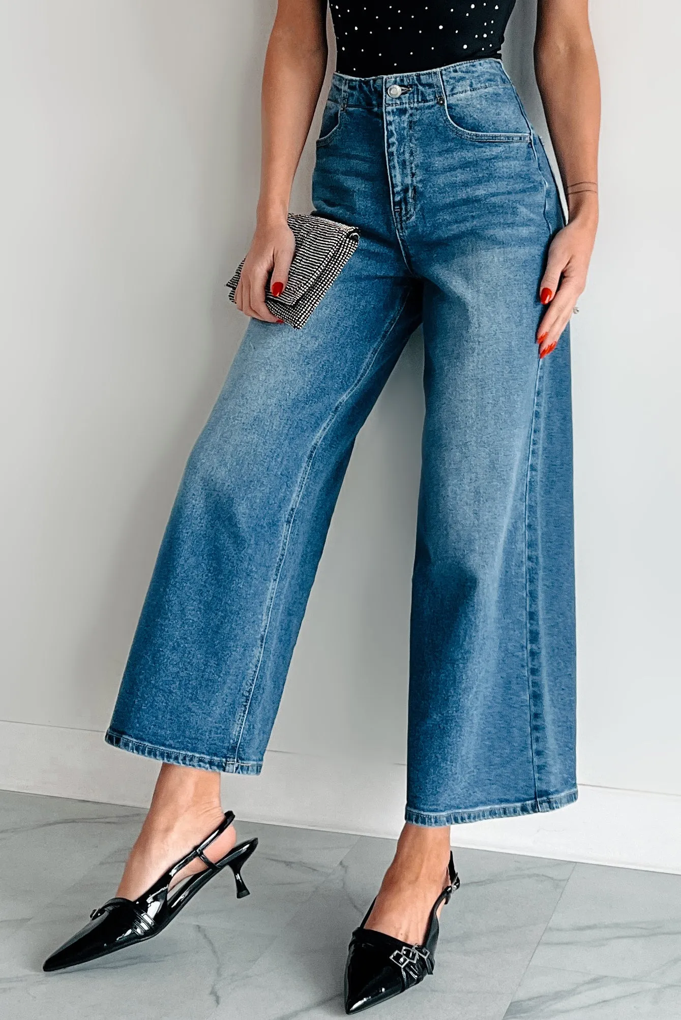 Barrel Leg Construction Wardrobe Classic Lowell High Rise Wide Leg Cello Crop Jeans (Medium)