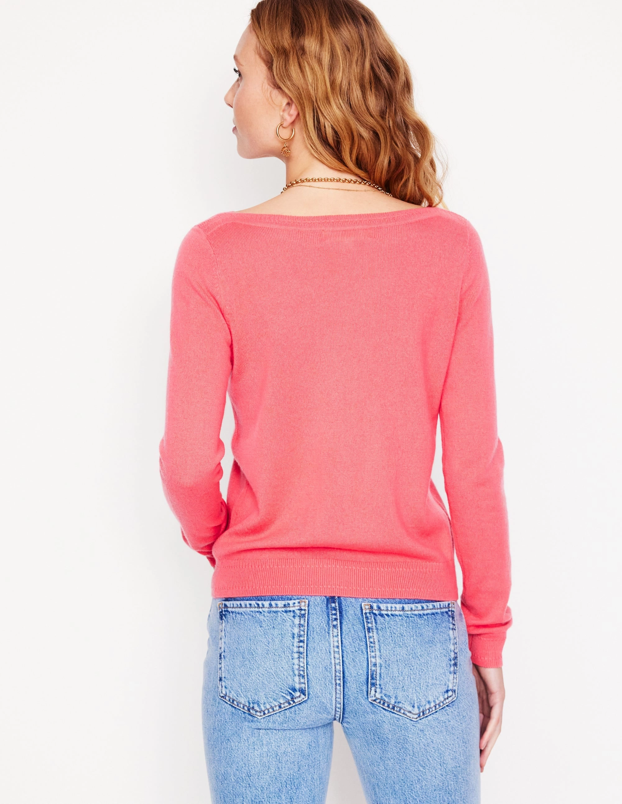 Eva Cashmere Boat Neck Jumper-Azalea Pink Modern Style