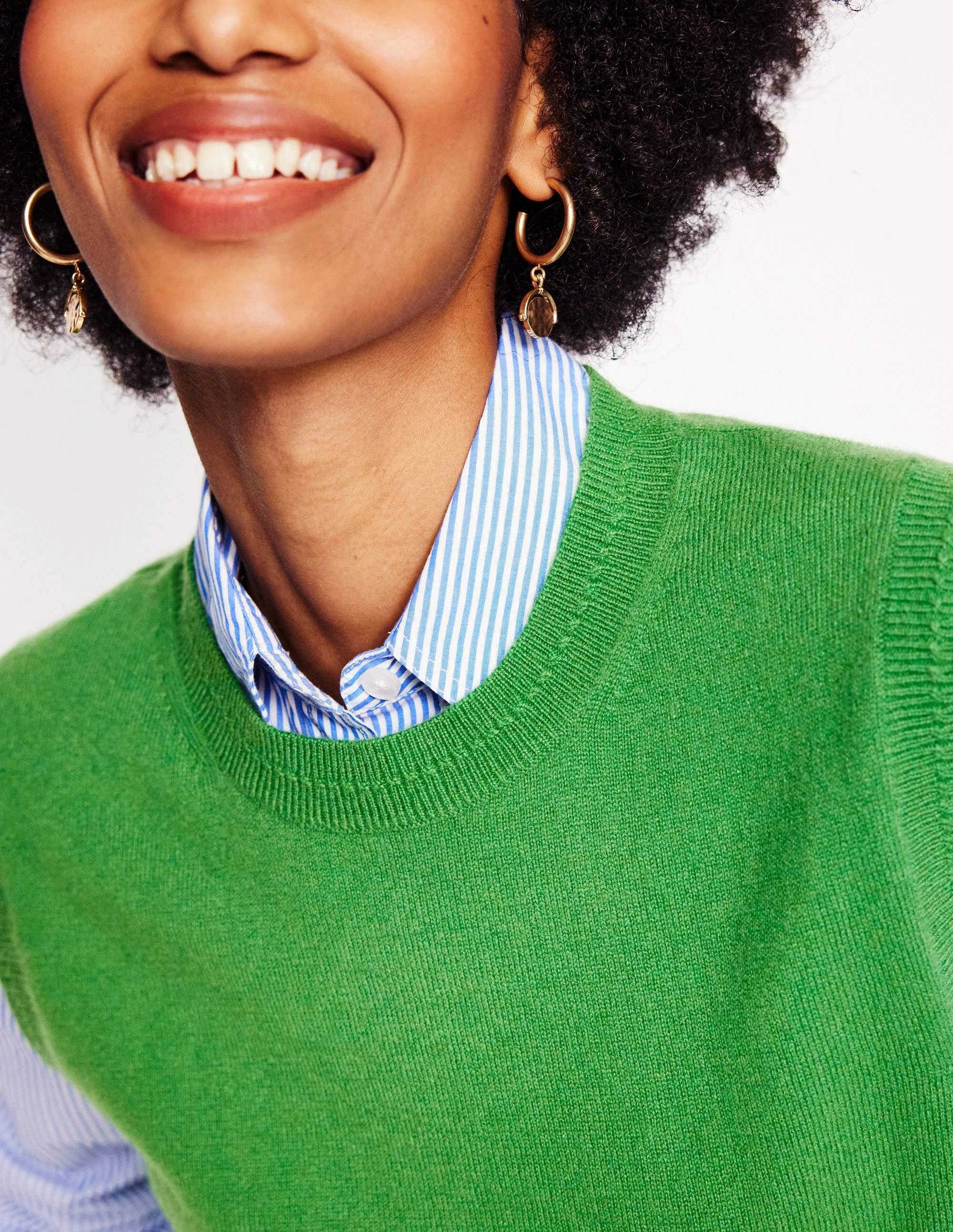 Eva Cashmere Tank-Paradise Green Gentle Tone WaffleKnit Texture