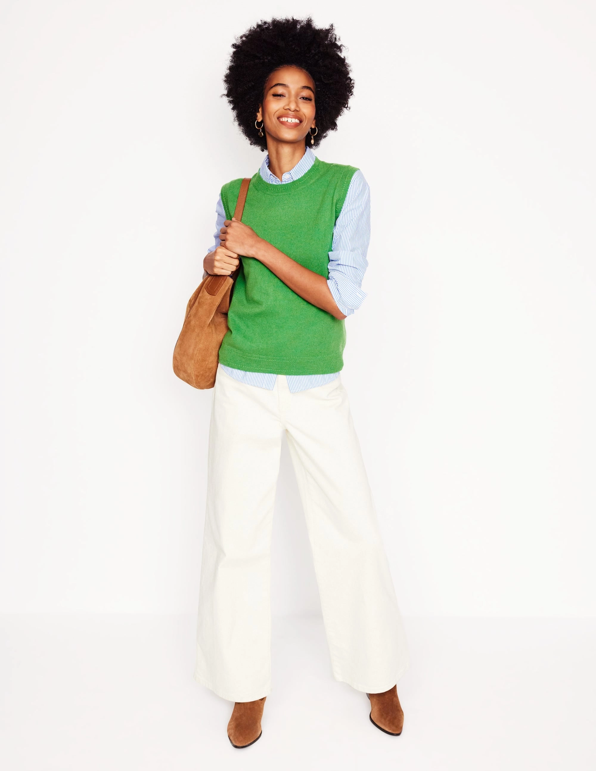 Eva Cashmere Tank-Paradise Green Modern Drape Layered Cuff