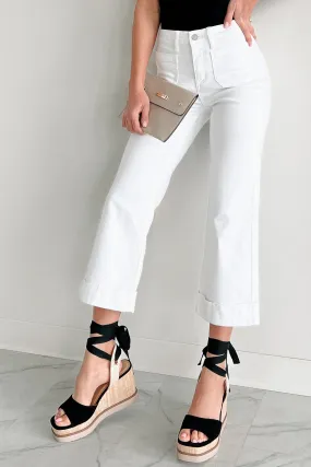 Carrington High Rise Cropped Kancan Flare Jeans (White) Modern Appeal