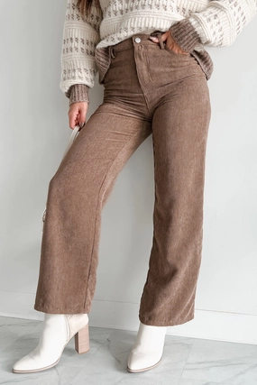 Flex Movement Zachary High Rise Corduroy Pants (Mocha)