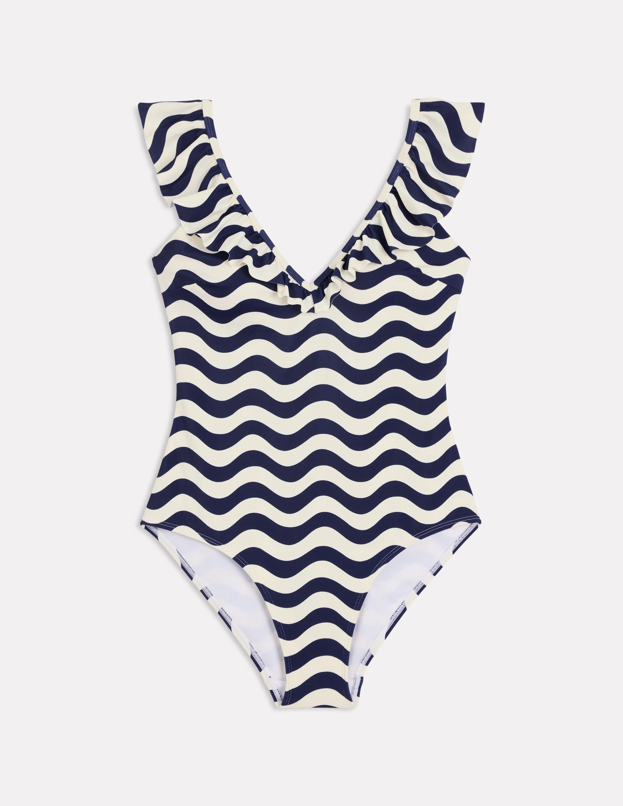 Evia Ruffle Swimsuit-French Navy, Mono Wave Rash Guard Material