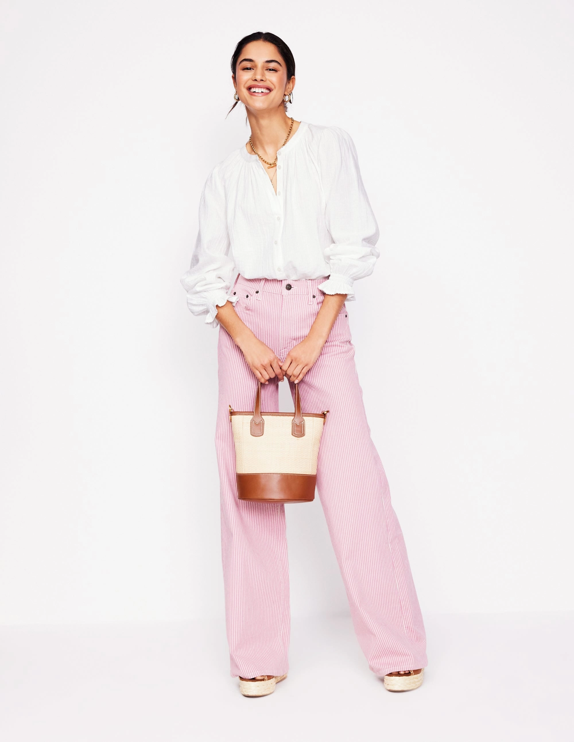 Evie Double Cloth Top-White LowMaintenance Fabric