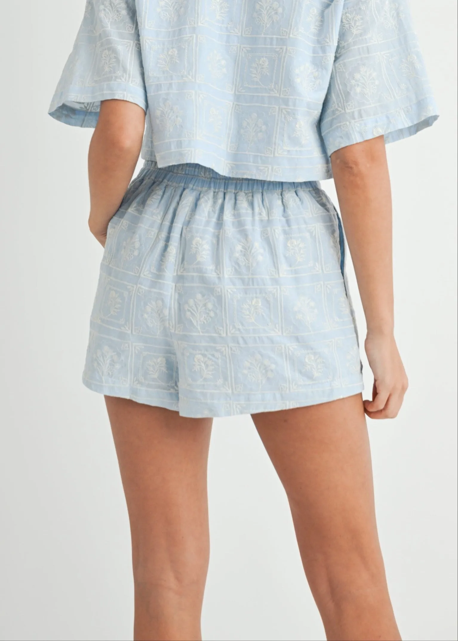 MIA EMBROIDERED BLUE SHORTS Comfortable Shorts Active Flex