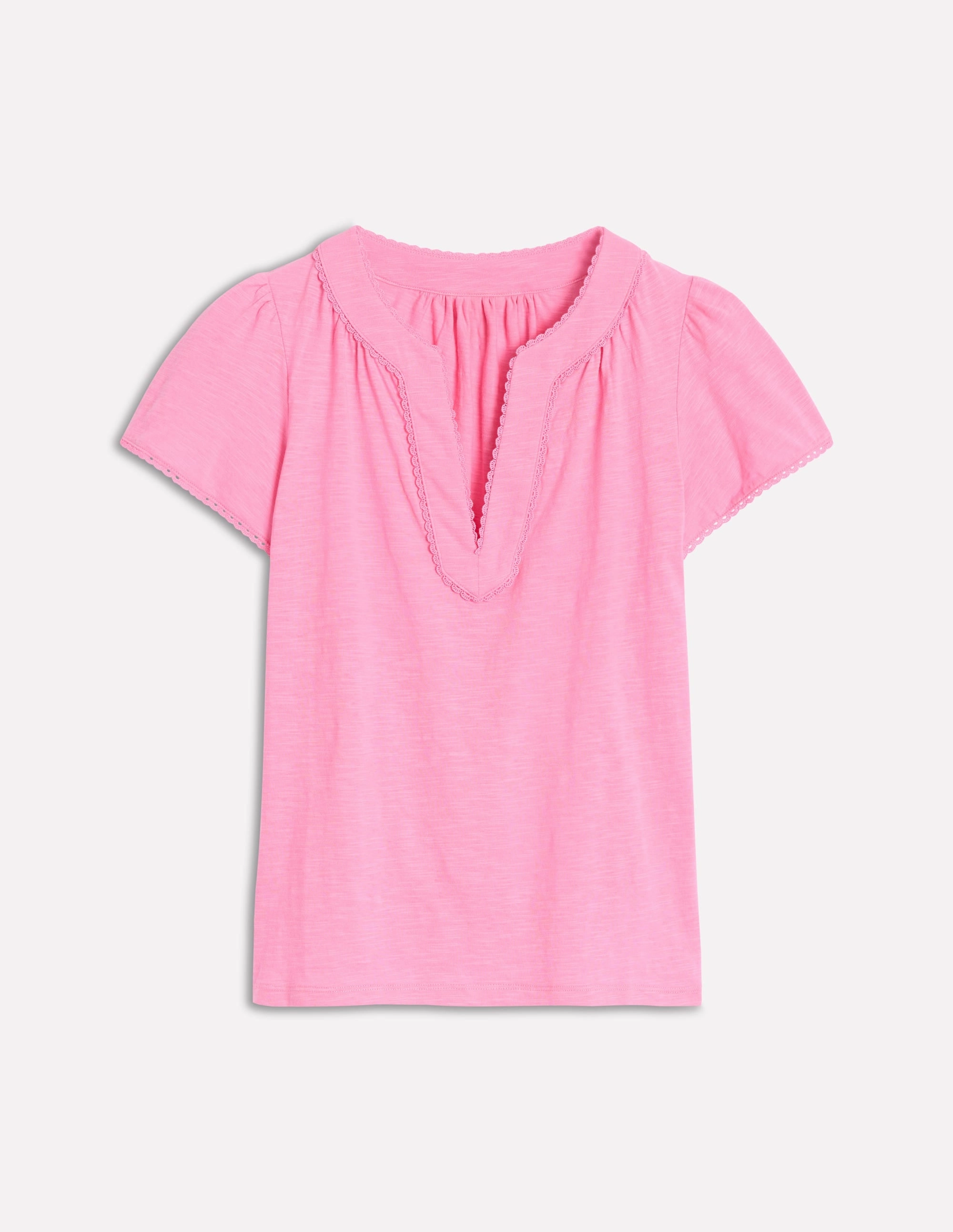 V-neck Blouse Ava Short Sleeve Top-Pink Lemonade