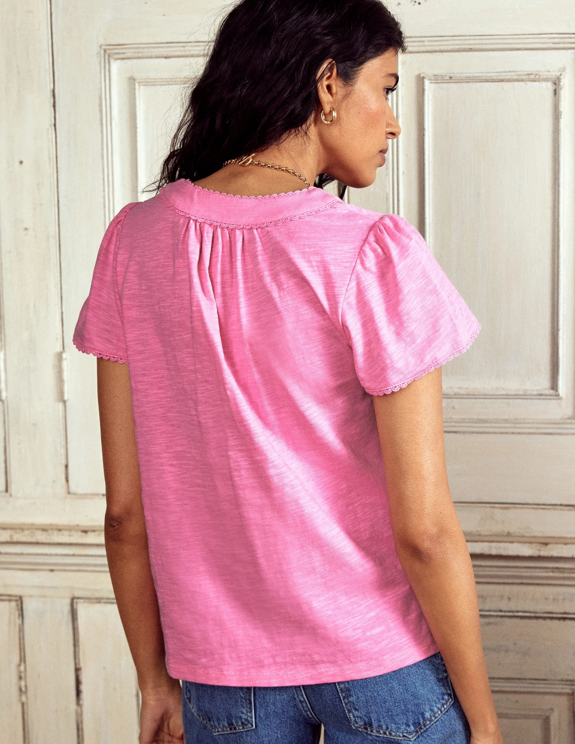 MultiLayer Stitching Ava Short Sleeve Top-Pink Lemonade