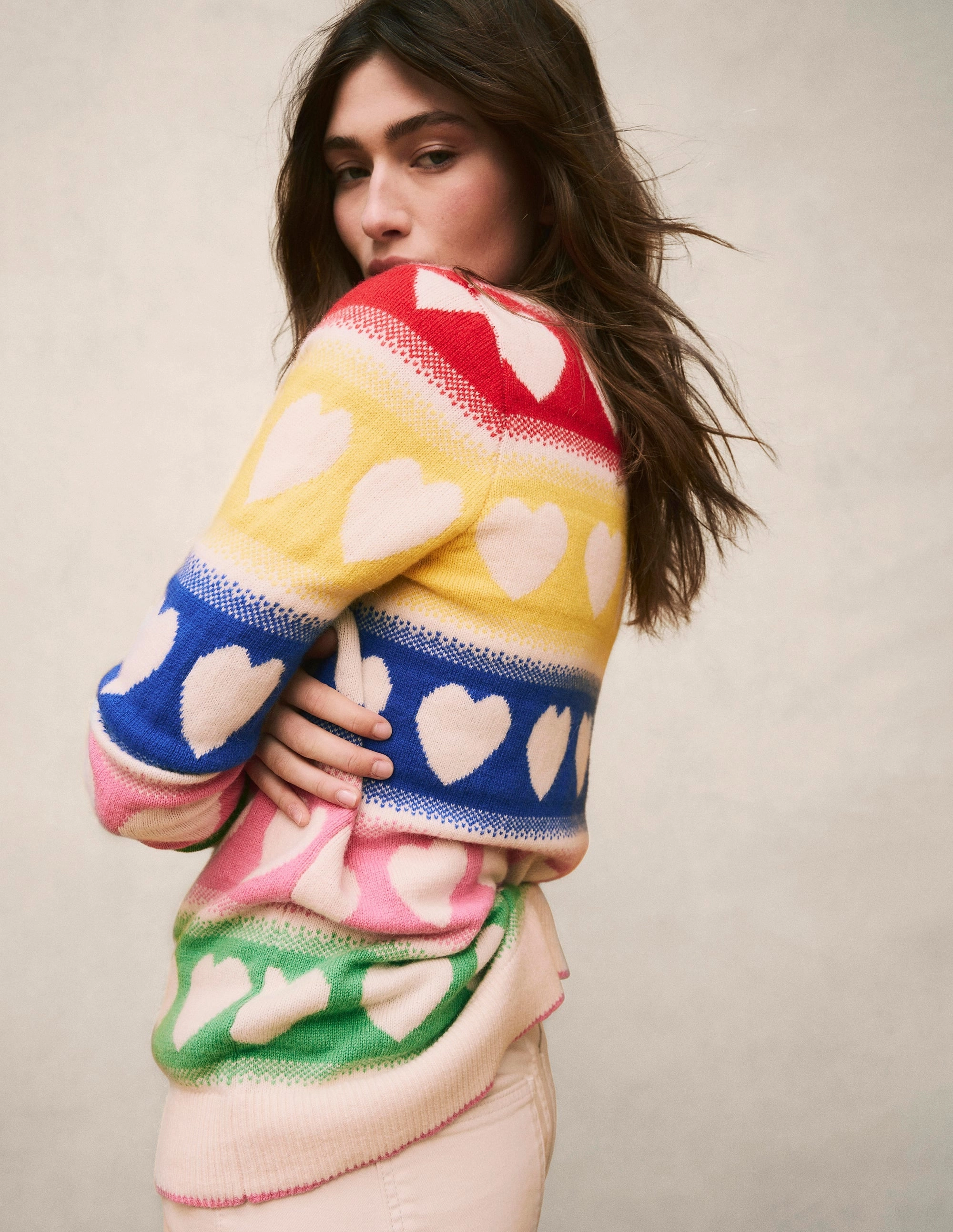 MachineWashable Fair Isle Boyfriend Cardigan-Multi, Hearts