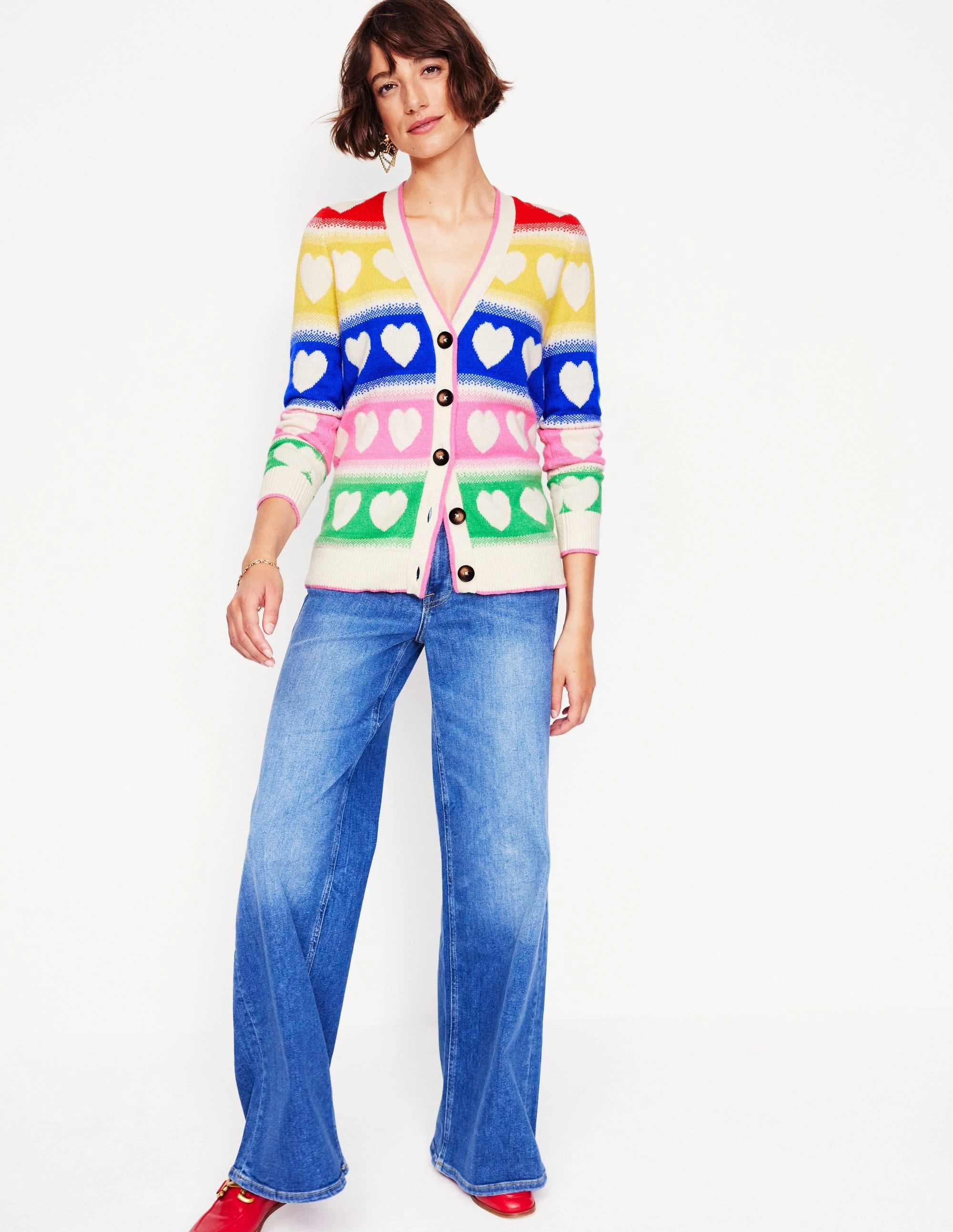 Fair Isle Boyfriend Cardigan-Multi, Hearts Thermal Air Pocket