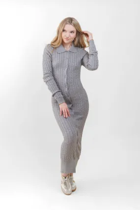 ELLIE CABLE KNIT MIDI DRESS Trendy Style