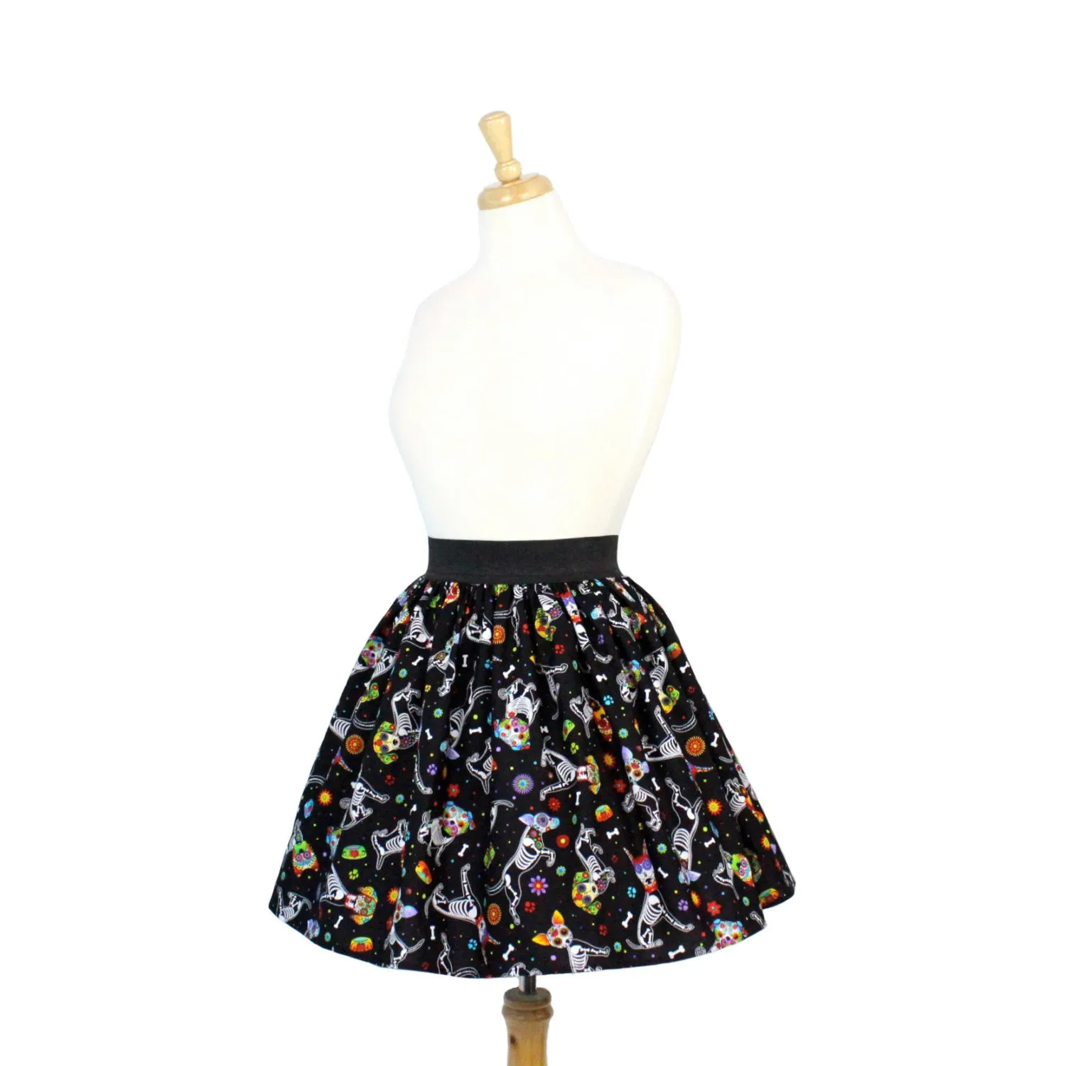 Day of the Dead Dog Pleated Skirt #PS-D331 Daily Mood Creative Layering