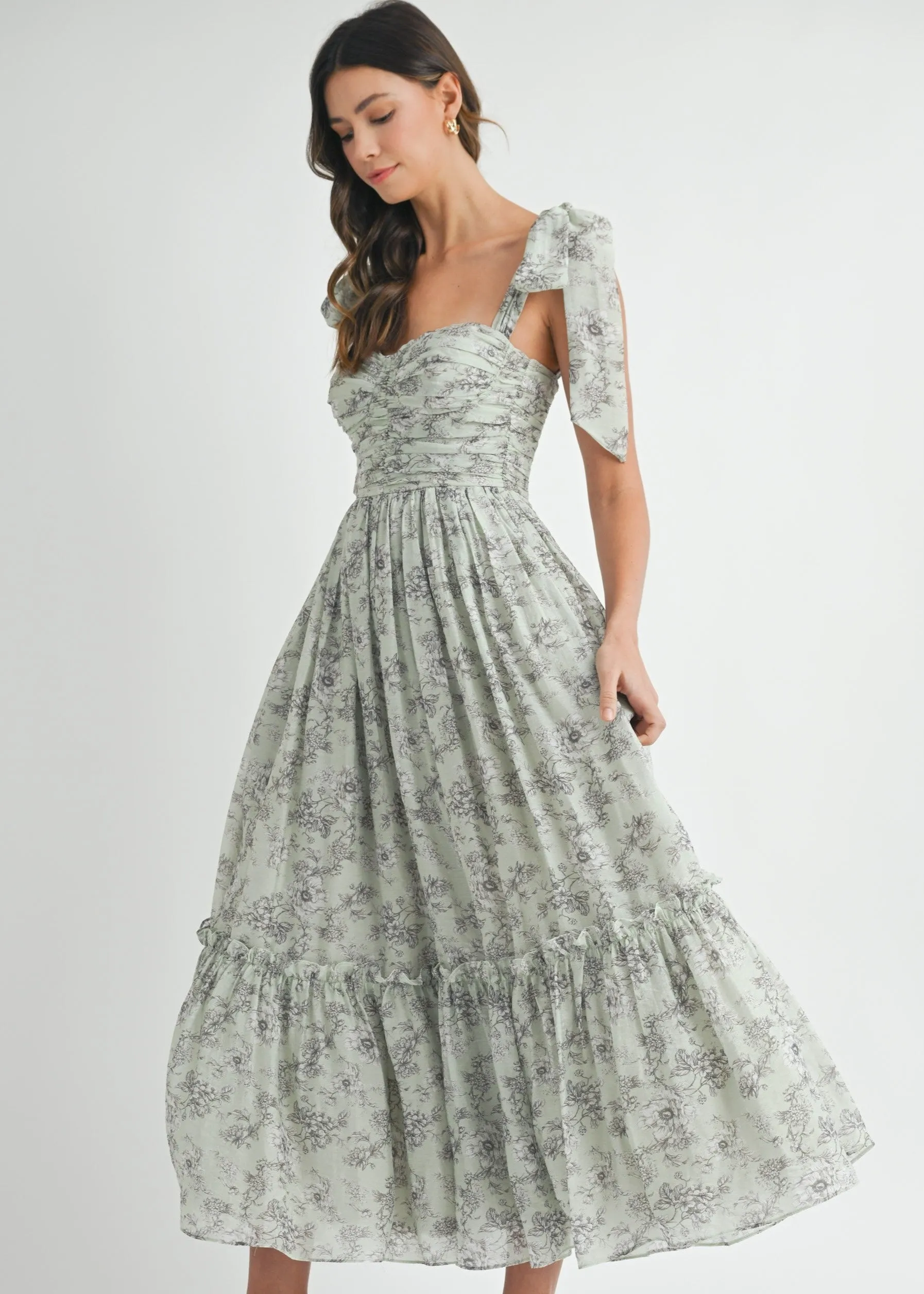 GEMMA FLORAL RUCHED MIDI DRESS Wedding guest Tall-Fit
