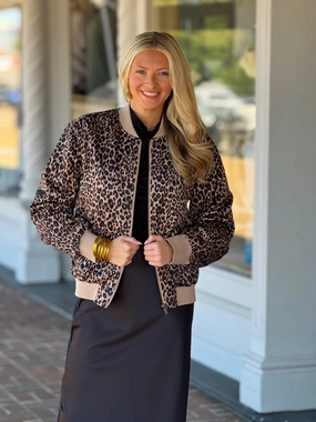 Sanctuary Monroe Sateen Leopard Print Bomber Regular Fit