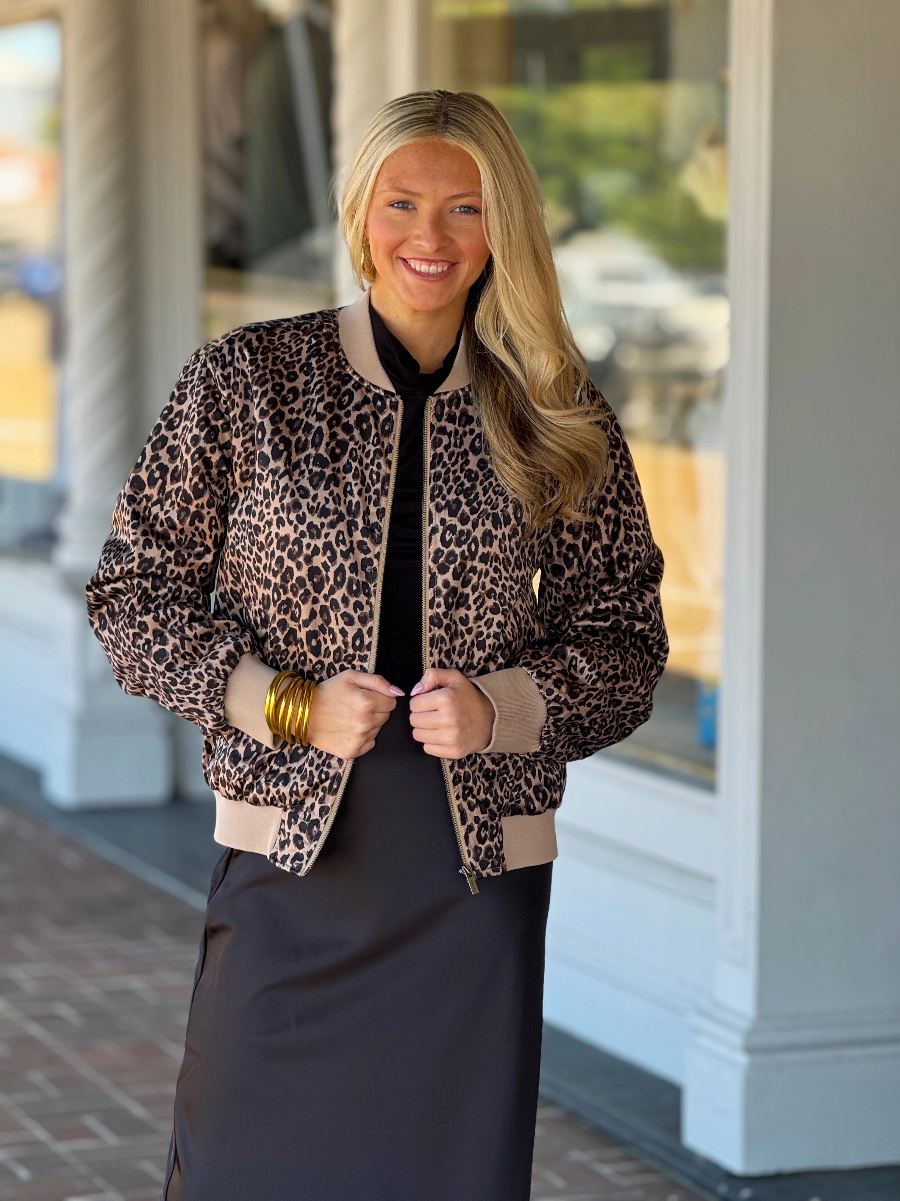 Sanctuary Monroe Sateen Leopard Print Bomber Regular Fit